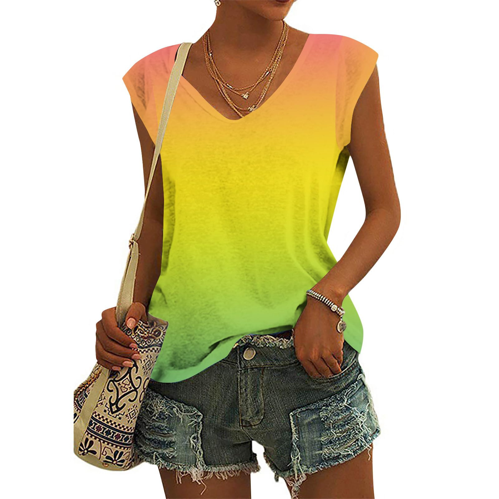 Women's V-Neck T-Shirts Summer Cap Sleeve Casual Tops - Trendy Basic Tees with Solid & Print Aesthetic Designs for Everyday Wear, Work & Outings (Black)