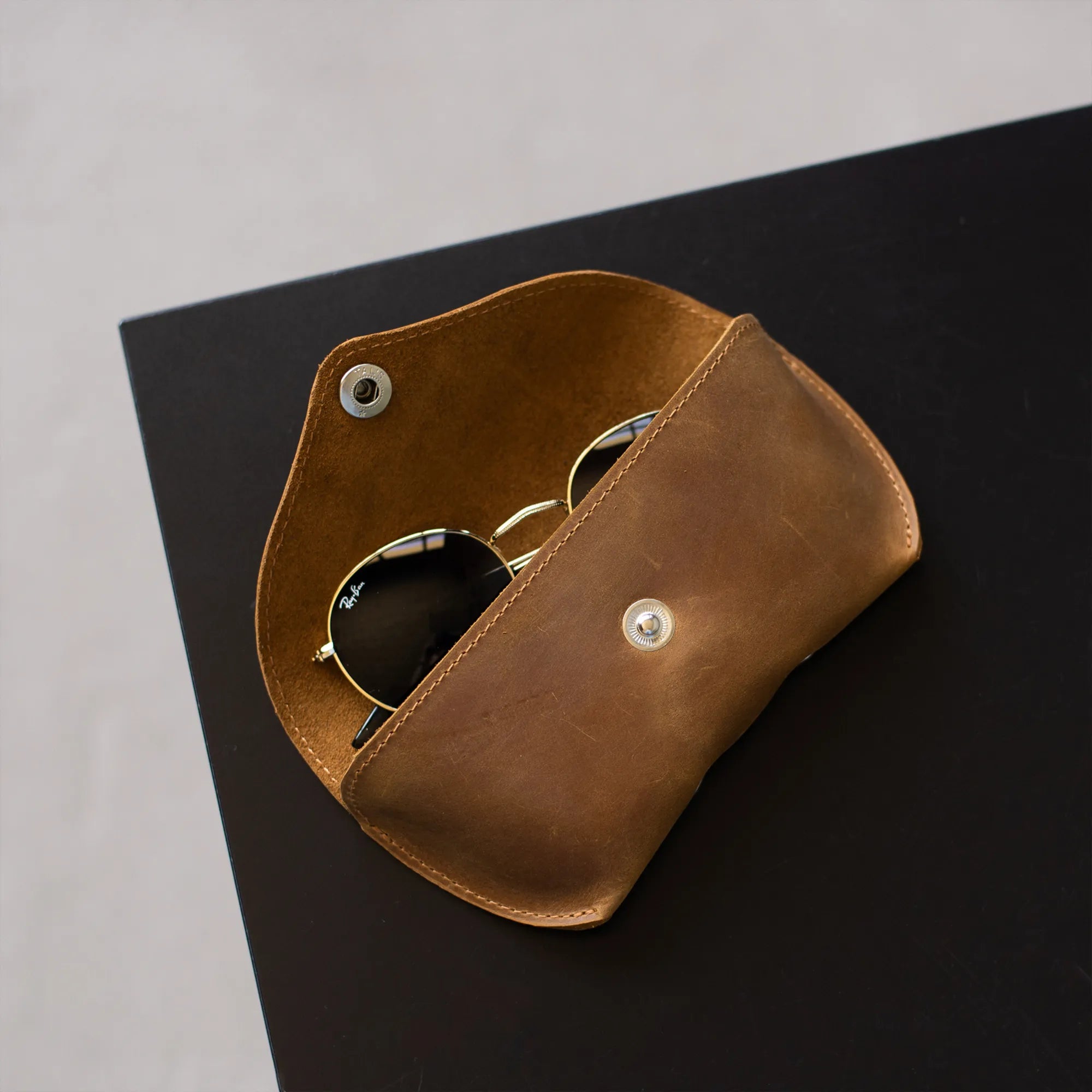 Premium Genuine Leather Glasses Case - Durable & Stylish Eyewear Holder for Men & Women - Perfect for Travel, Work & Everyday Use