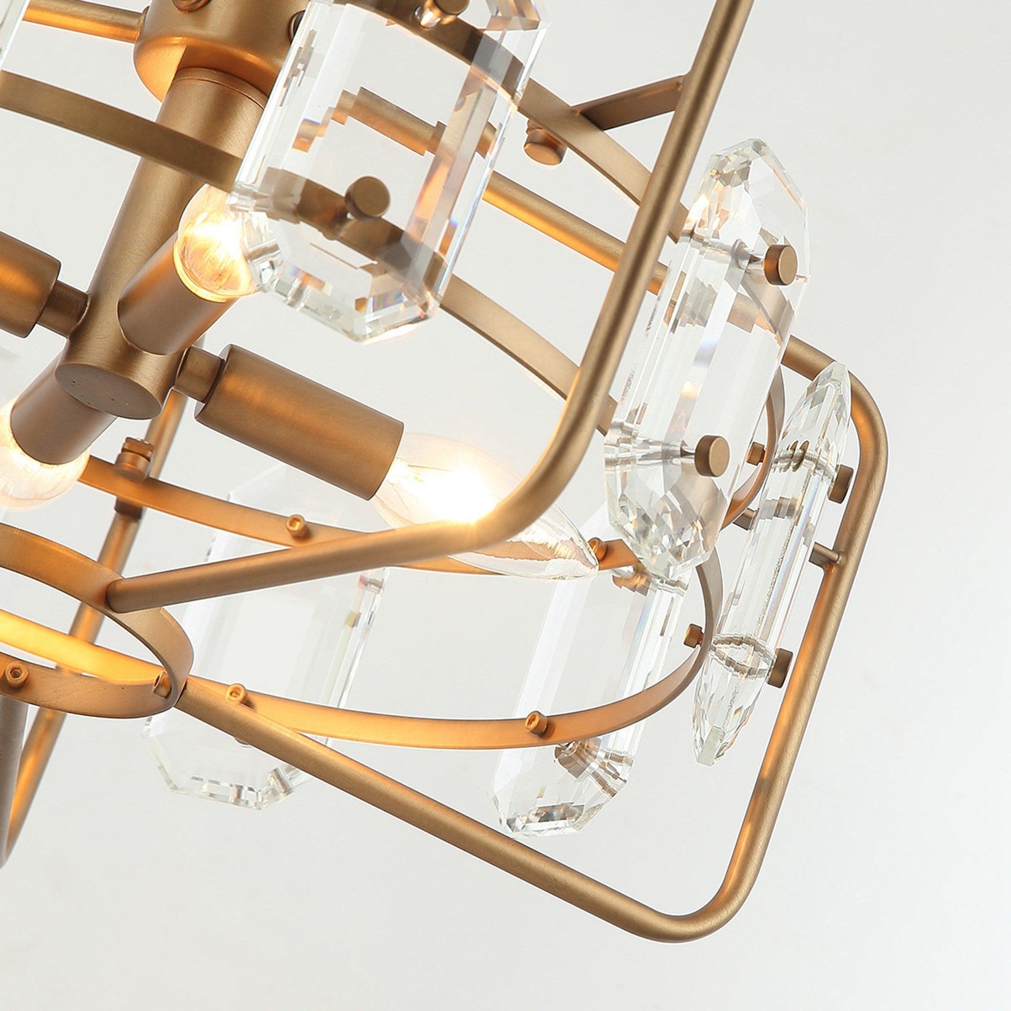 4-Light Modern Crystal Pendant Light Fixture - Gold or Black Finish - Perfect for Dining Room, Living Room, or Bedroom Ceiling Lighting