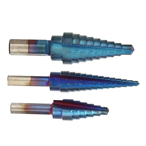 3 Pcs HSS Step Drill Bit Set - Cone Hole Cutter 1/8-1/2