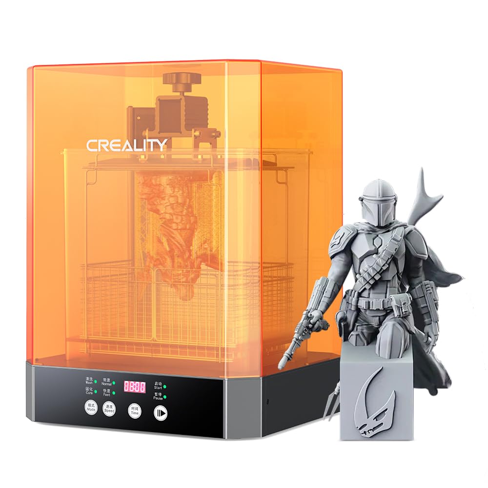 Creality UW-03 Wash and Cure Station 2-in-1 Machine for Resin 3D Printing - 360° UV Exposure, 405nm LED, Magnetic Propeller, 500r/min Speed, 10.64L Capacity (8.46x6.49x11.81 inches) - Perfect for Post-Processing 3D Printed Resin Models