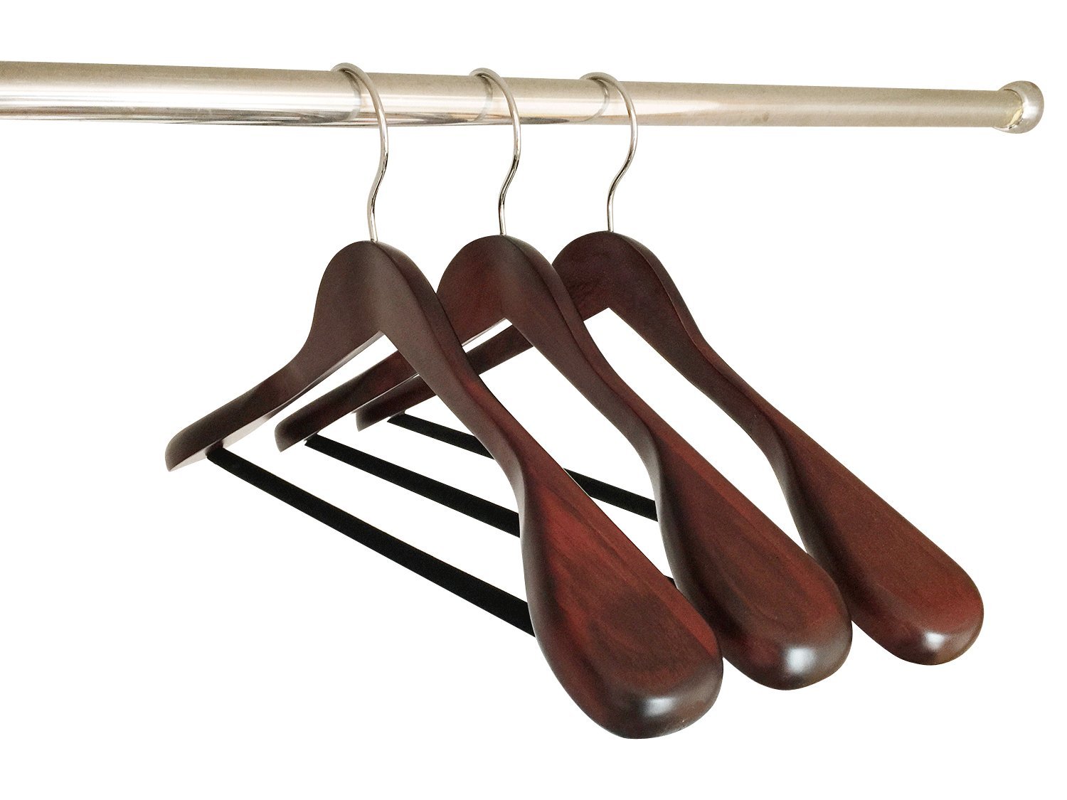 Premium Wooden Coat & Suit Hangers Set of 6 - Extra Wide Shoulder Velvet Hangers for Jackets, Pants & Garments | Luxury Closet Organization & Wardrobe Storage Solution for Home & Office