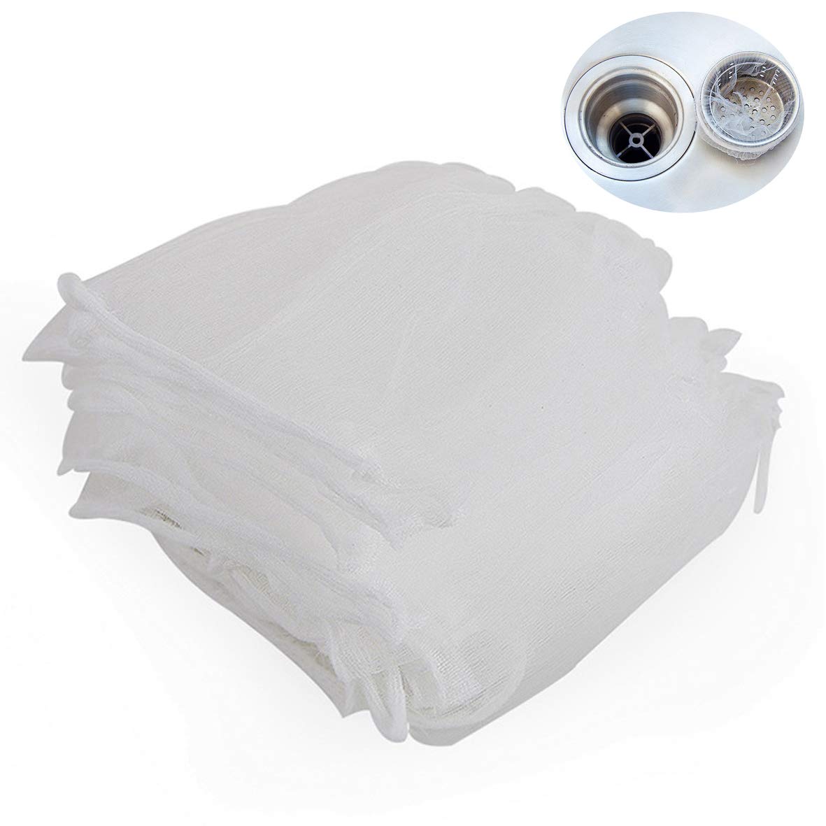200Pcs Disposable Sink Strainer Bags - Fine Mesh Kitchen & Bathroom Sink Strainer Garbage Bags (4x3.5inch, White) - Prevents Clogs, Catches Food Scraps & Hair for Easy Cleaning