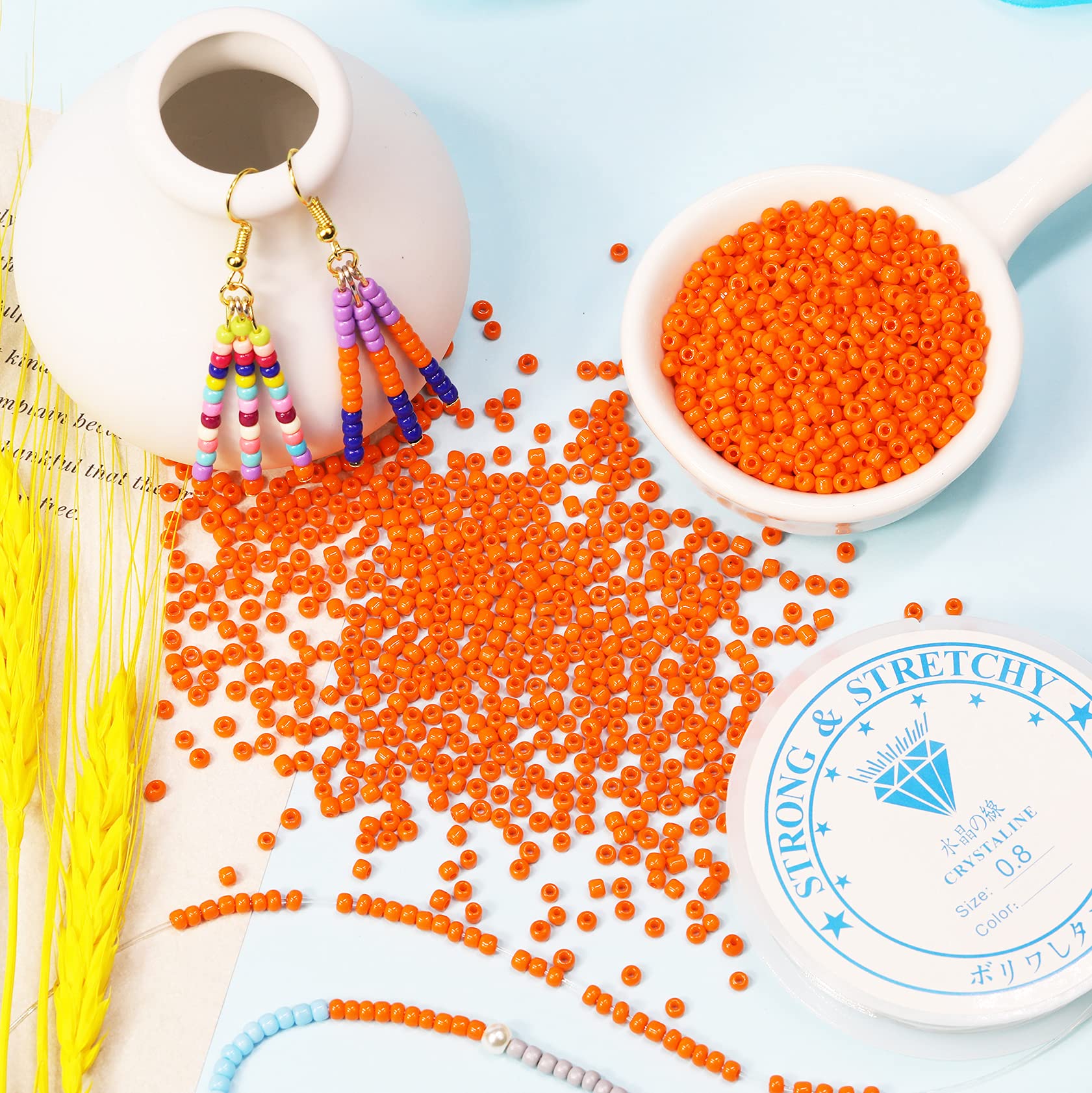 3mm Opaque Orange Glass Seed Beads - 4000pcs (Size 8/0) for Jewelry Making, DIY Crafts, Bracelets & Necklaces - Perfect for Beading Projects, Scrapbooking & Home Decor