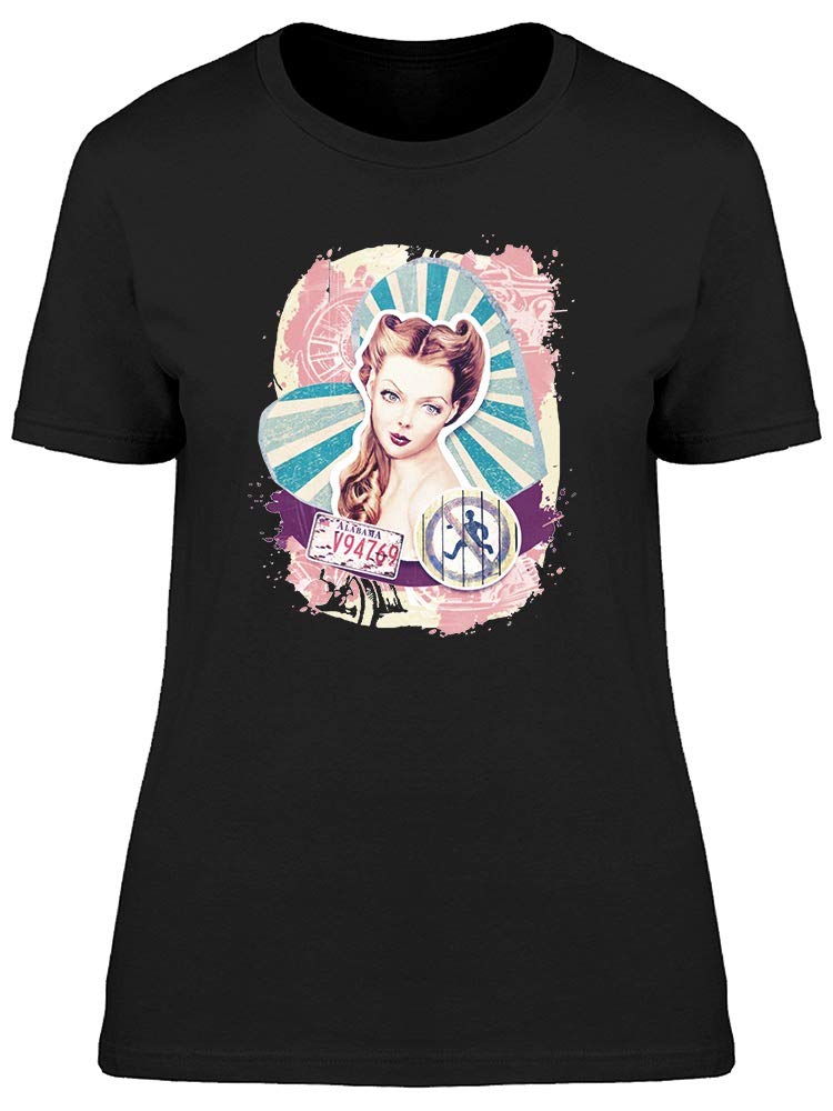 Smartprints Pinup Woman Tee - Vintage Style Women's T-Shirt for Casual Wear & Retro Fashion | Perfect for Everyday Outfits, Parties & Pinup Lovers