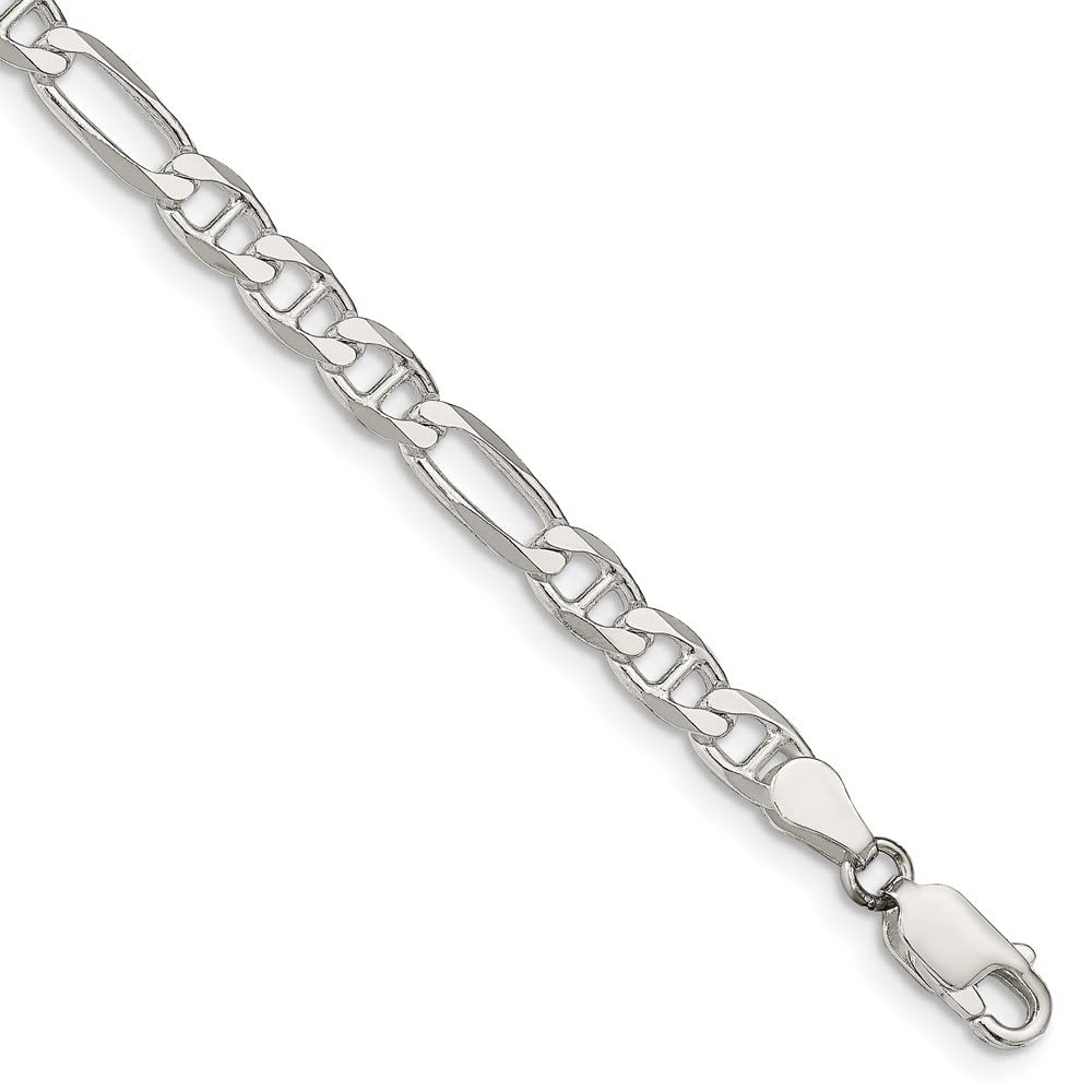 925 Sterling Silver 4.5mm Figaro Anchor Chain Bracelet for Women - Dainty Adjustable Jewelry Gift for Her - Perfect for Everyday Wear, Date Nights & Special Occasions