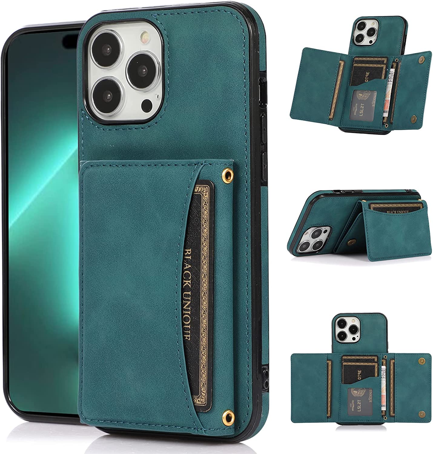 Premium Vintage PU Leather iPhone 14 Pro Max Wallet Case - Slim Protective Cover with Card Slots & Kickstand for Daily Use, Travel & Business (6.7 Inch)