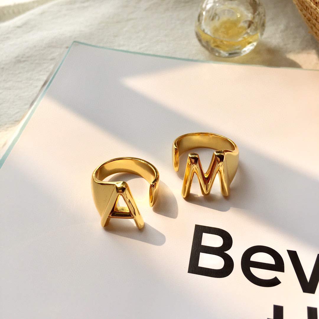 Silver & Gold Initial Letter Rings for Women - Bold Statement Jewelry for Outfits, Singer Fans & Gifts | Perfect for Concerts, Date Nights & Special Occasions