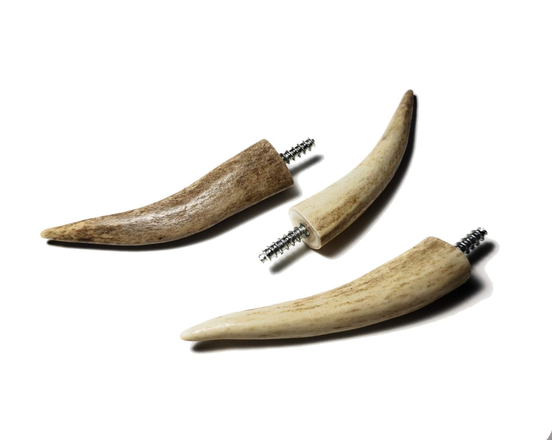 Premium Real Antler Tip Wall Hooks - 3 Pack for Screwing into Wood or Drywall - Perfect for Coats, Hats & Home Decor