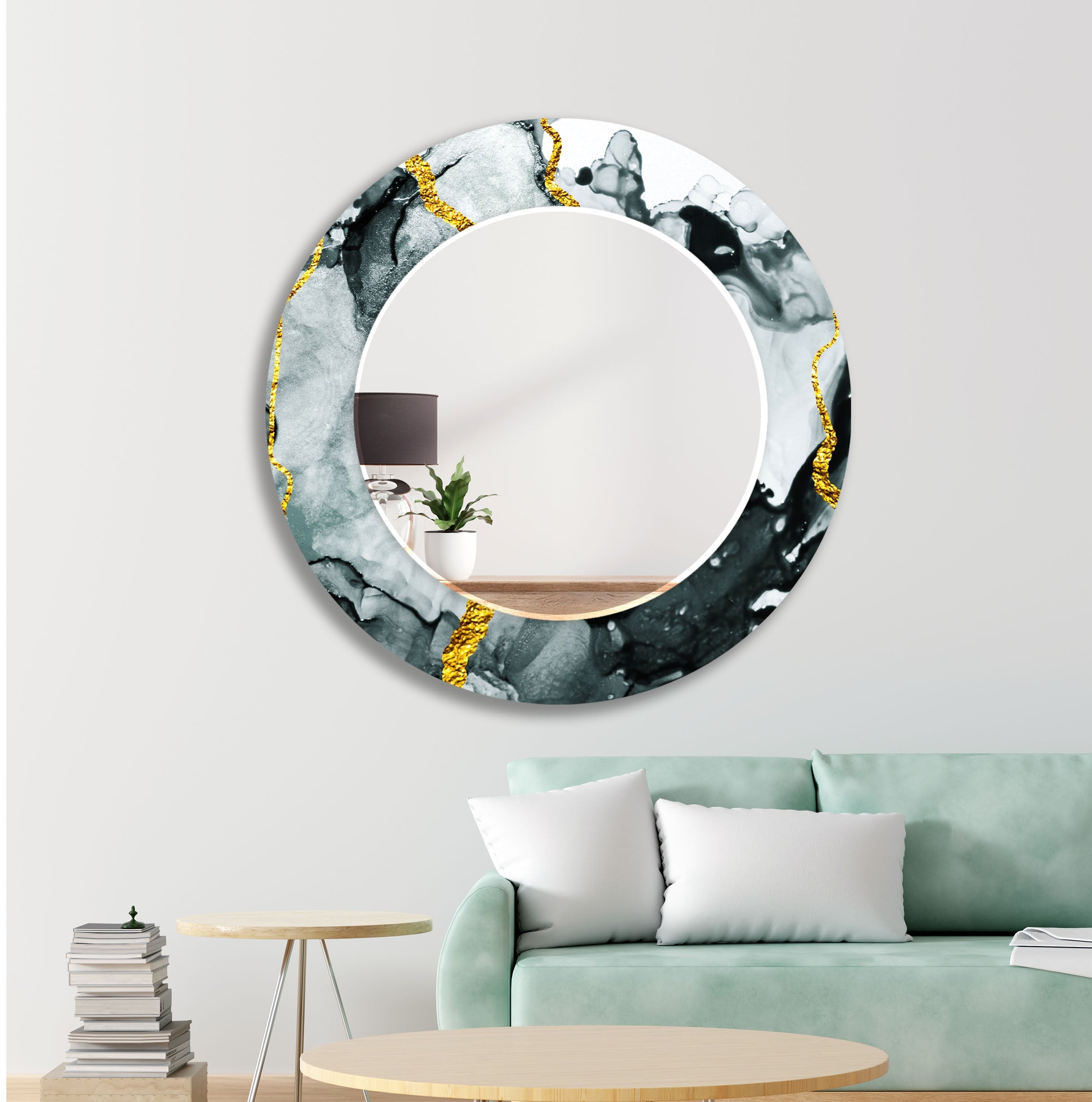 Elegant Black & Silver Golden Wall Mirror - Modern Home Decor for Living Room, Bedroom, or Entryway - Perfect for Enhancing Space & Style