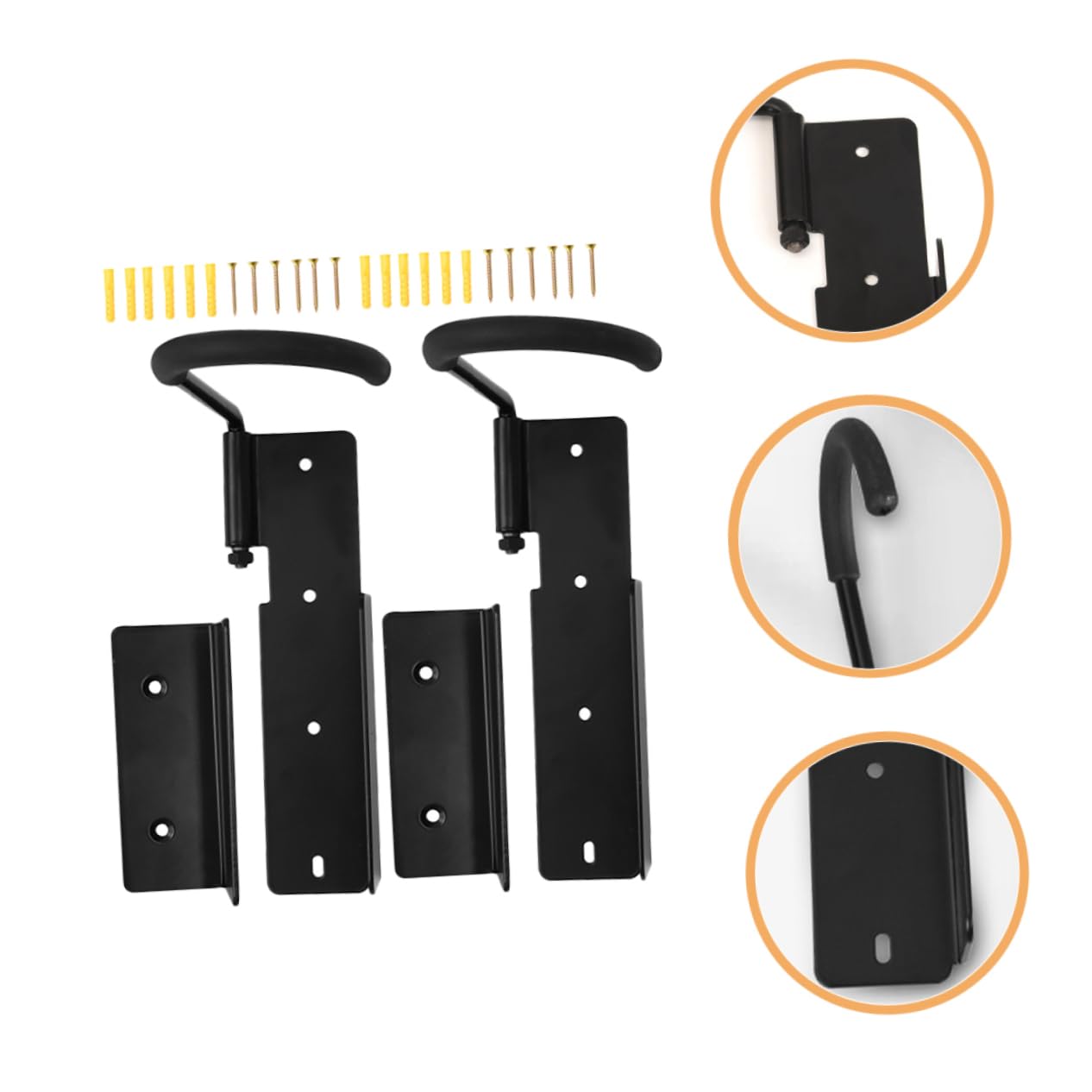 Sturdy IWOWHERO Garage Bike Hangers - 2 Pack Wall Mounted Bike Storage Rack, Heavy Duty Metal Bike Hooks for MTB, Road & Folding Bikes - Easy Installation, Space Saving Solution for Home, Garage & Shed Organization