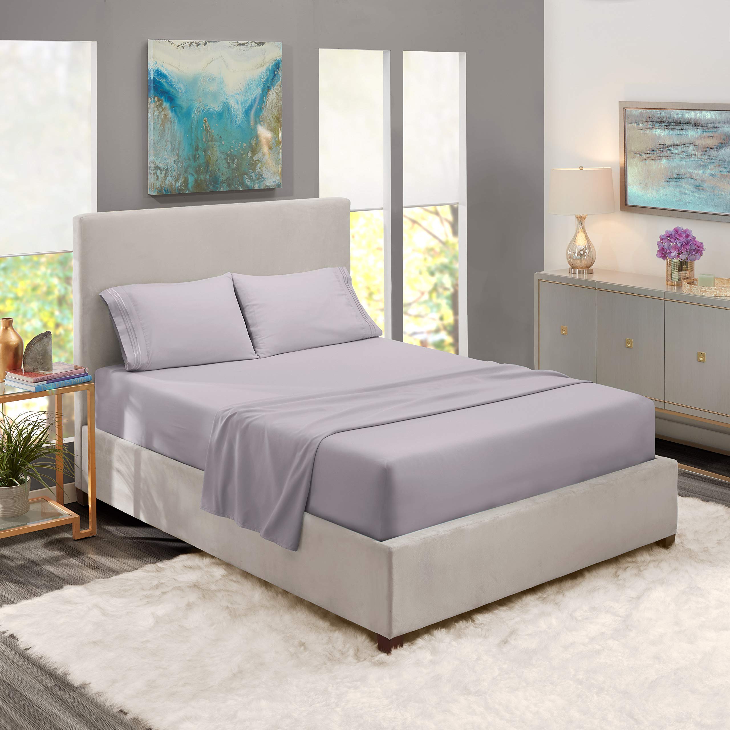 4Pcs 800 Thread Count 100% Soft Cotton Bed Sheet Set with Deep Pocket (Fits Mattress Up to 16
