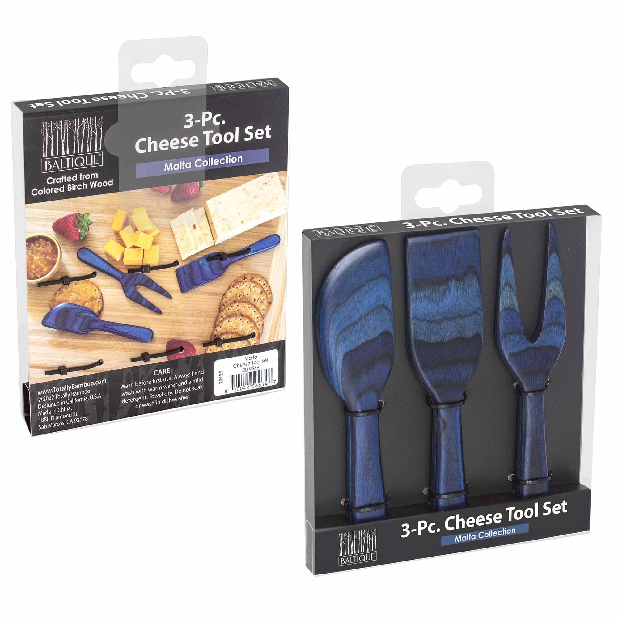 Baltique® Malta Collection 3-Piece Stainless Steel Cheese Knife Set - Perfect for Cheese Platters, Wine Pairings & Entertaining