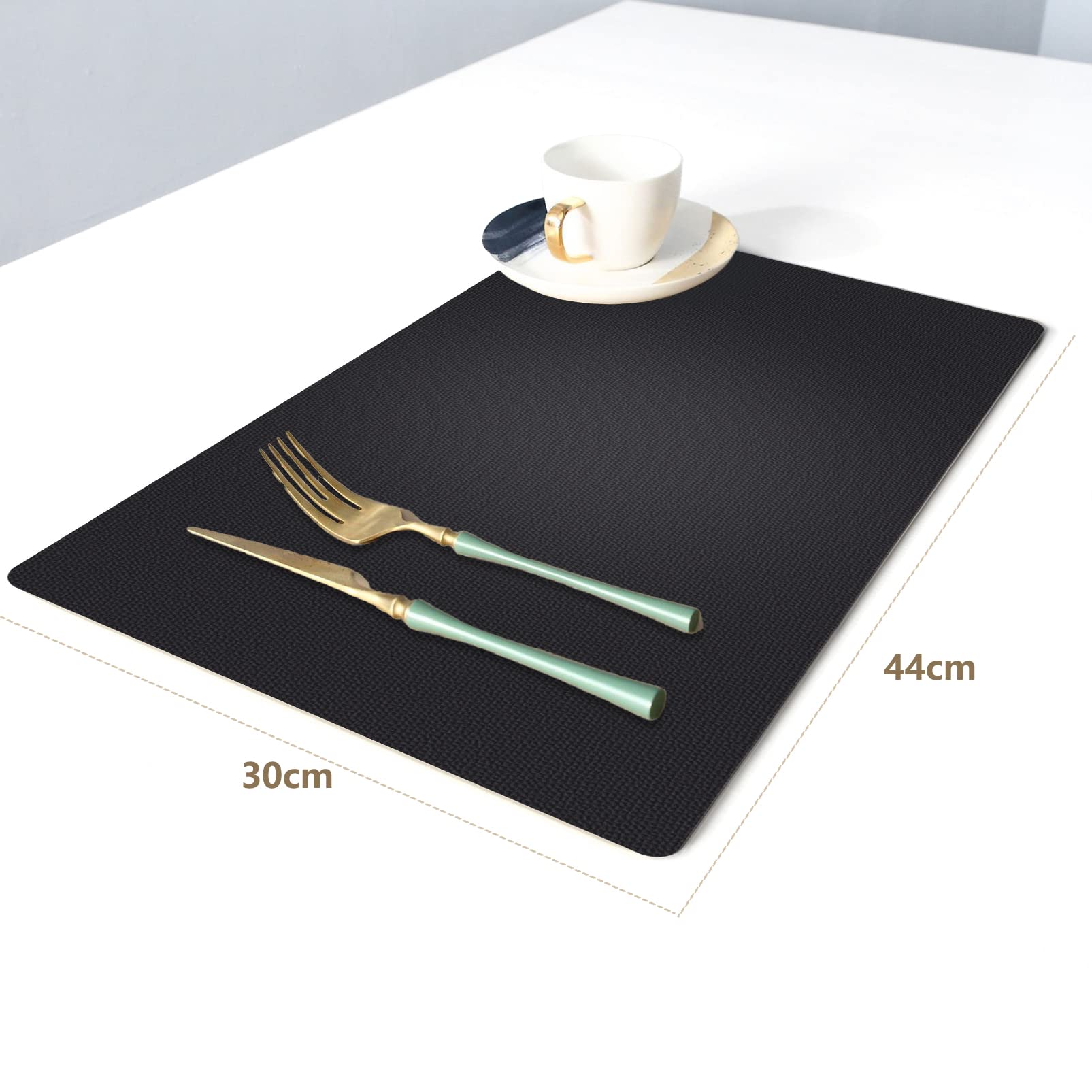 Premium PU Leather Placemats Set of 6 - Heat Resistant & Non-Slip Table Mats for Kitchen & Dining - Waterproof, Stain Resistant, Easy to Clean - Perfect for Indoor & Outdoor Use - Ideal for Dinner Parties, BBQs, and Everyday Dining