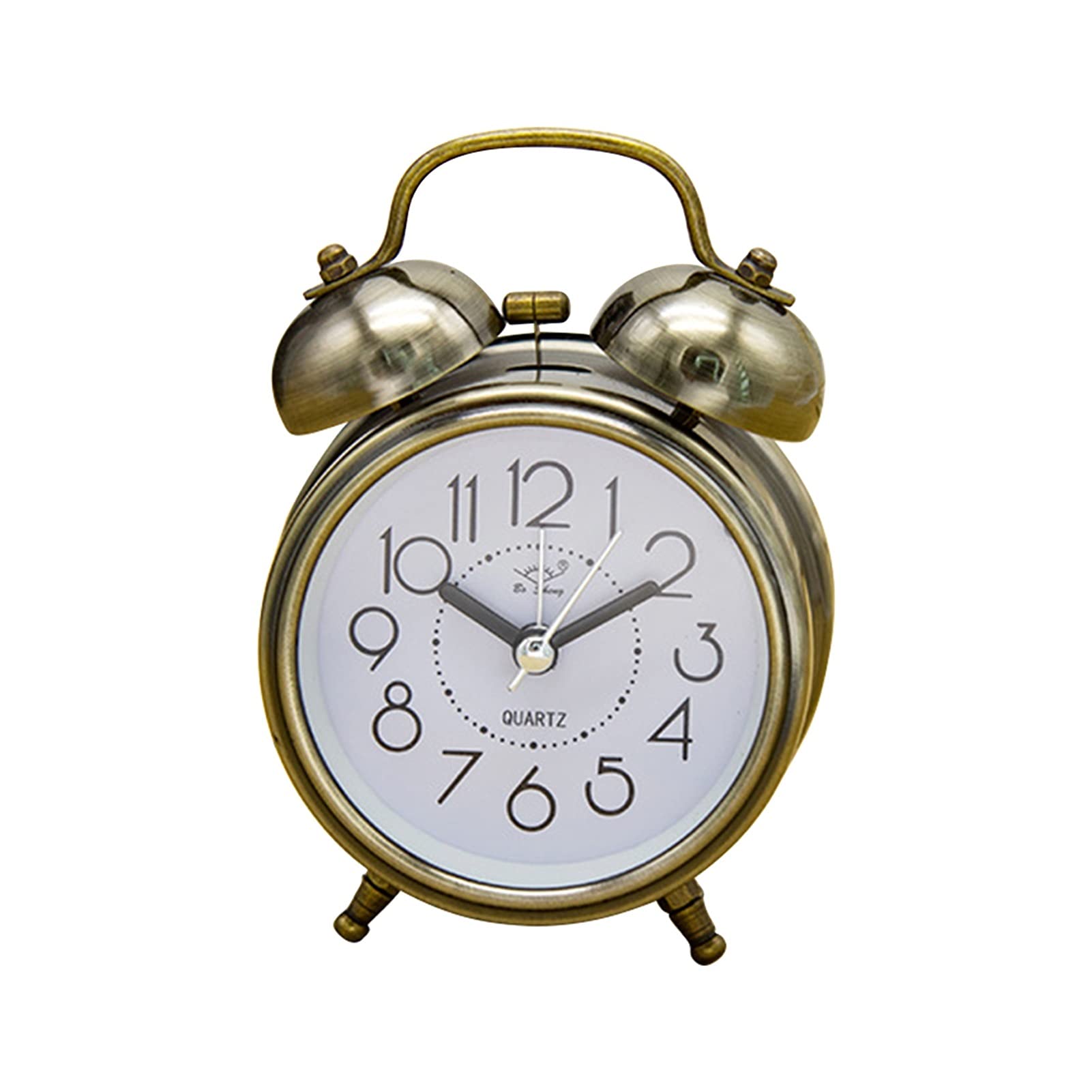 Vintage Retro Silent Alarm Clock with Dual Bell & Night Light - Classic Bedside Clock for Heavy Sleepers, Perfect for Home, Office, and Travel (Bronze)