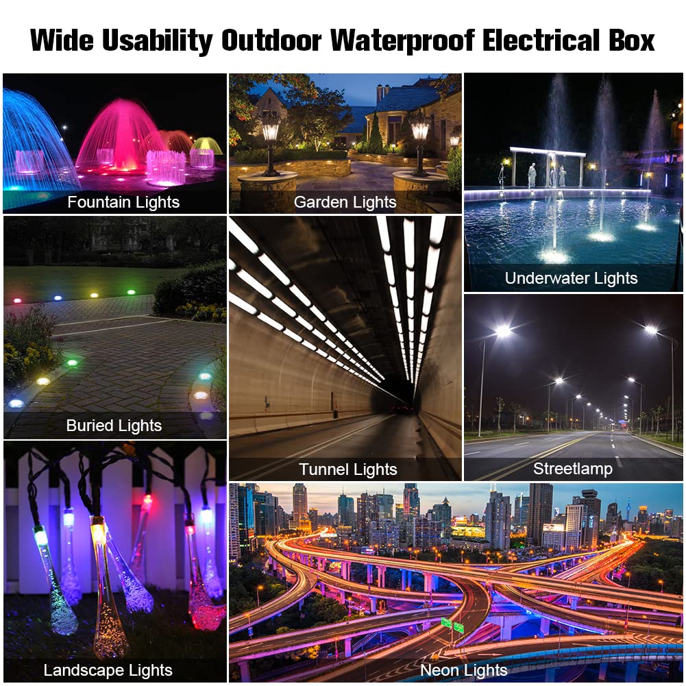 Waterproof Junction Box IP68 Outdoor Electrical Box - 2 Pack 3 Way Plug Line Plastic Enclosure for Tunnel Lights, Garden Lights & Landscape Lighting - Weatherproof for Outdoor & Underground Use