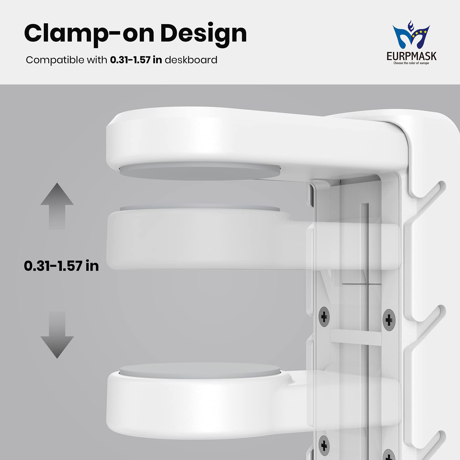 3-in-1 PC Gaming Headset & Controller Stand with Adjustable Clamp, Rotating Arm & Cable Management - Universal Gaming Accessory for PS5, Xbox & PC (White) - Perfect for Organized Gaming Setup & Streamer Stations