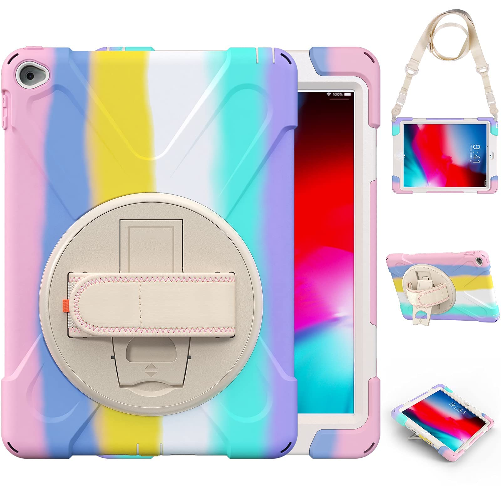 TSQ iPad Air 2 Case for Kids Girls Women - Heavy Duty Rugged Shockproof Cover with Stand, Handle & Shoulder Strap | Compatible with iPad Air 2nd Generation (2014 Release) A1566 A1567 | Perfect for School, Travel & Outdoor Activities
