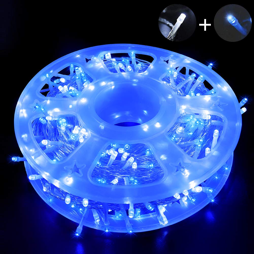 500LED 165ft LED String Lights - Waterproof Fairy Lights with 8 Modes for Indoor/Outdoor Christmas Decorations, Wedding Party, Home, Garden, Patio & Wall Decor (Blue & White) | Perfect for Holiday Lighting, Backyard Parties & Bedroom Ambience