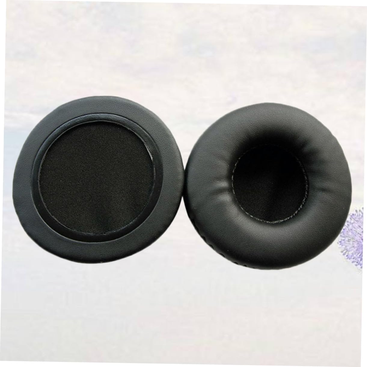 CAXUSD 2 Pack Round Leather Earphone Covers - Noise Reduction Headphone Pads, Comfortable Fit for Headphones (Black) | Perfect for Travel, Work & Home Use