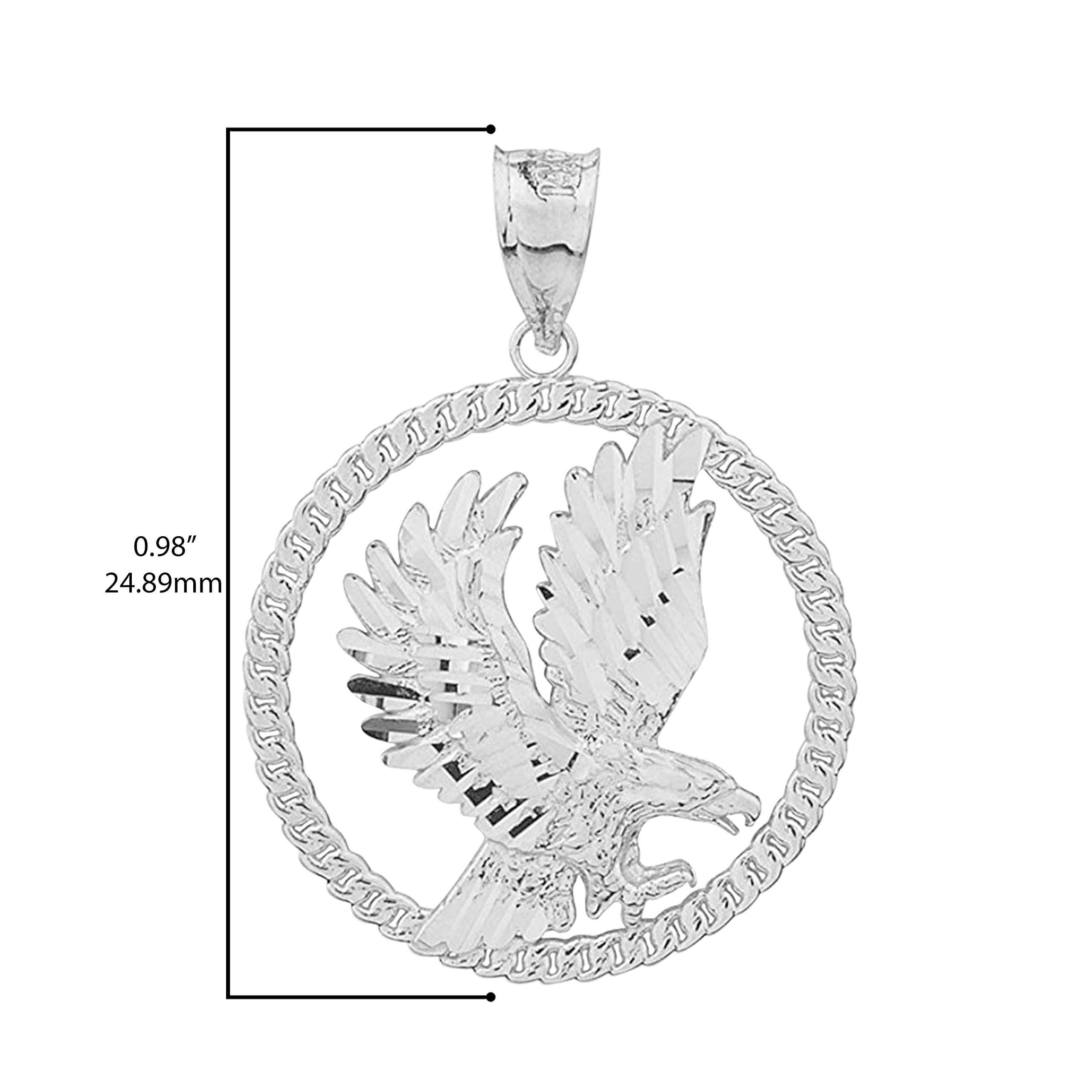 Animal Kingdom .925 Sterling Silver American Eagle 1 Inch Round Frame Pendant - Pendant Only or 16-22 Inch Chain Necklace - Perfect for Gifts, Jewelry Collections & Patriotic Fashion