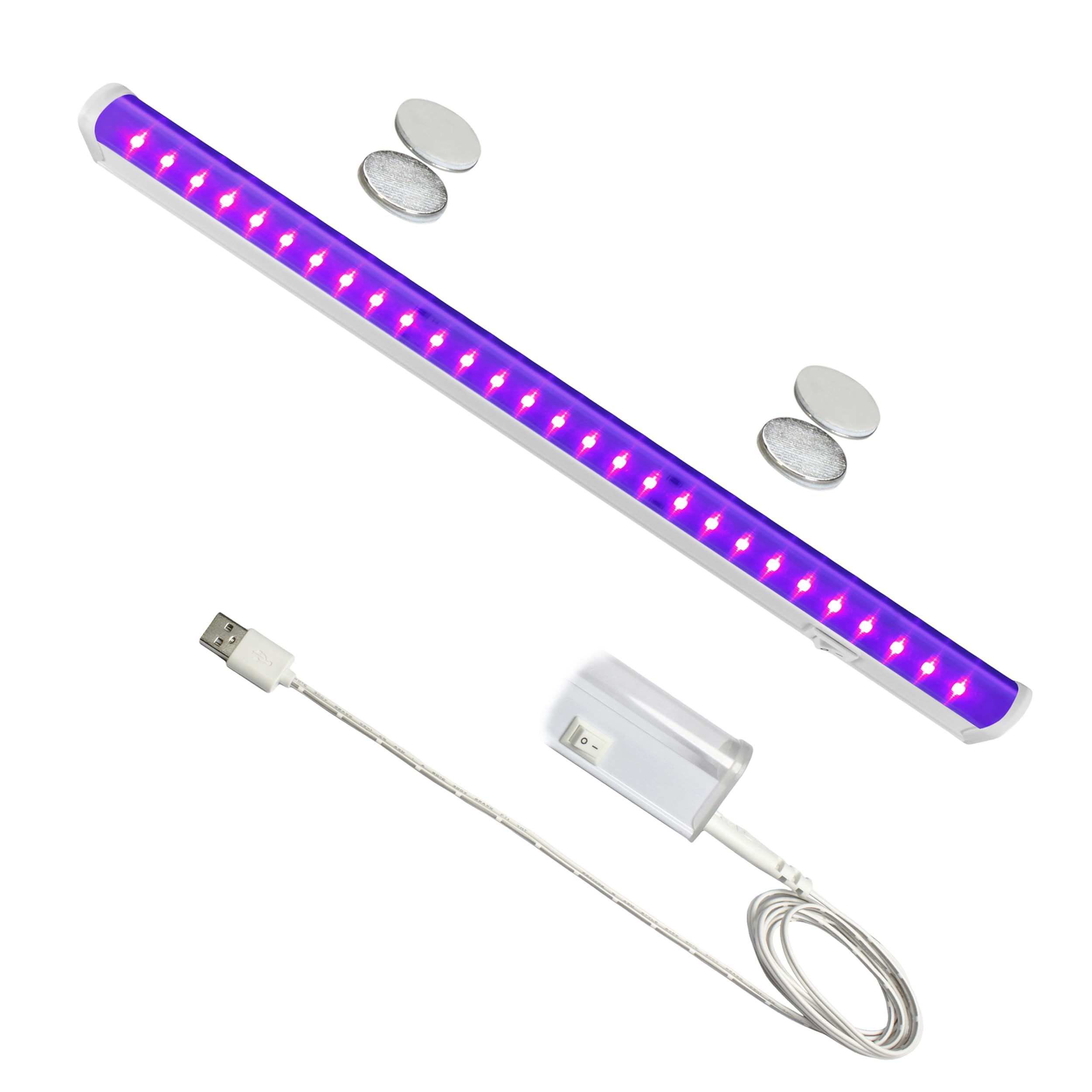 TITO 10W 1ft USB LED Black Light Bar with Magnetic Mount - 395nm UV Blacklight for Glow in The Dark Party, Bedroom Decor, Fluorescent Posters & Body Paint - Perfect for Neon Displays, Rave Parties & Home Theater Lighting