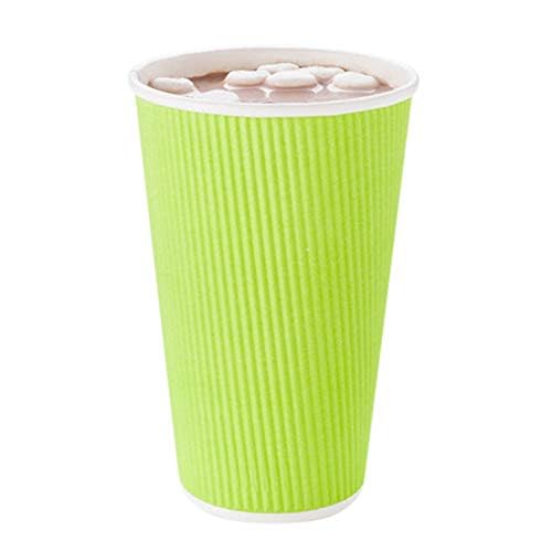 20oz Insulated Double Wall Coffee Cups with Ribbed Grip - 250 Pack Eco-Friendly Corrugated Paper Cups | Leakproof Design for Coffee Shops, Offices & Catering Events | Lids Sold Separately (Green)