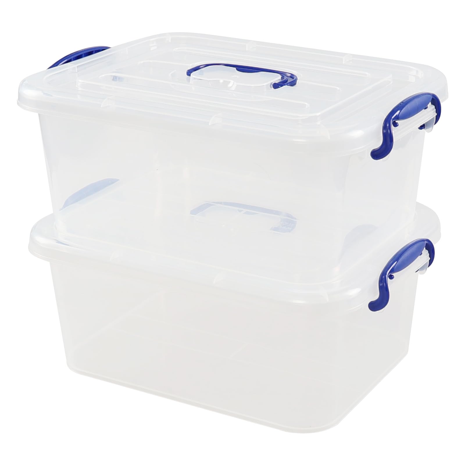 8L Clear Storage Box with Handle - 2-Pack Plastic Organizer for Home & Office