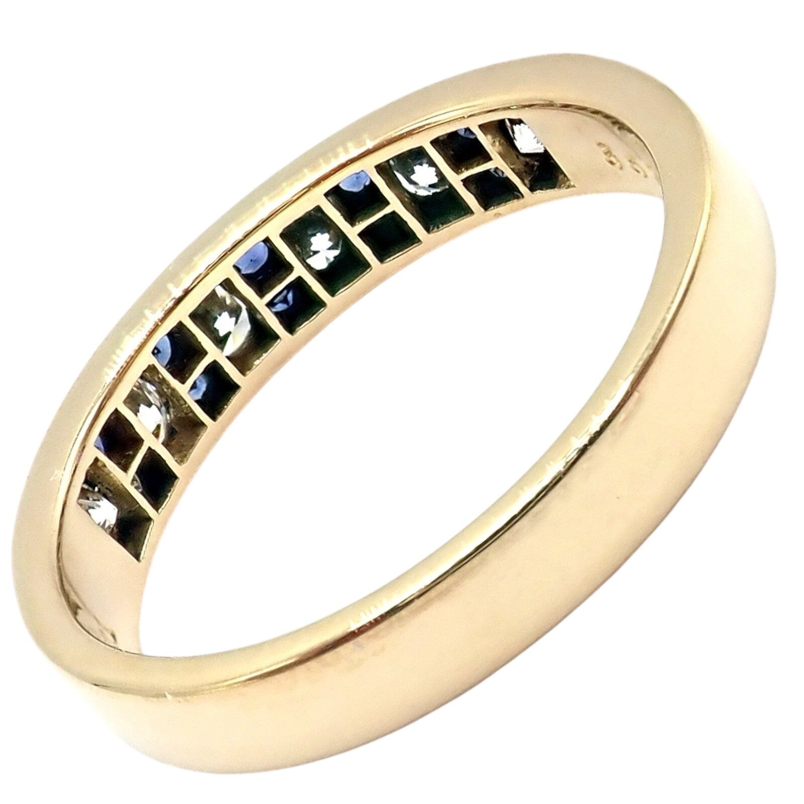 Authentic Tiffany & Co 18k Yellow Gold 1.20ctw Diamond & Sapphire Band Ring - Size 5 | Luxury Wedding, Engagement & Anniversary Jewelry Gift