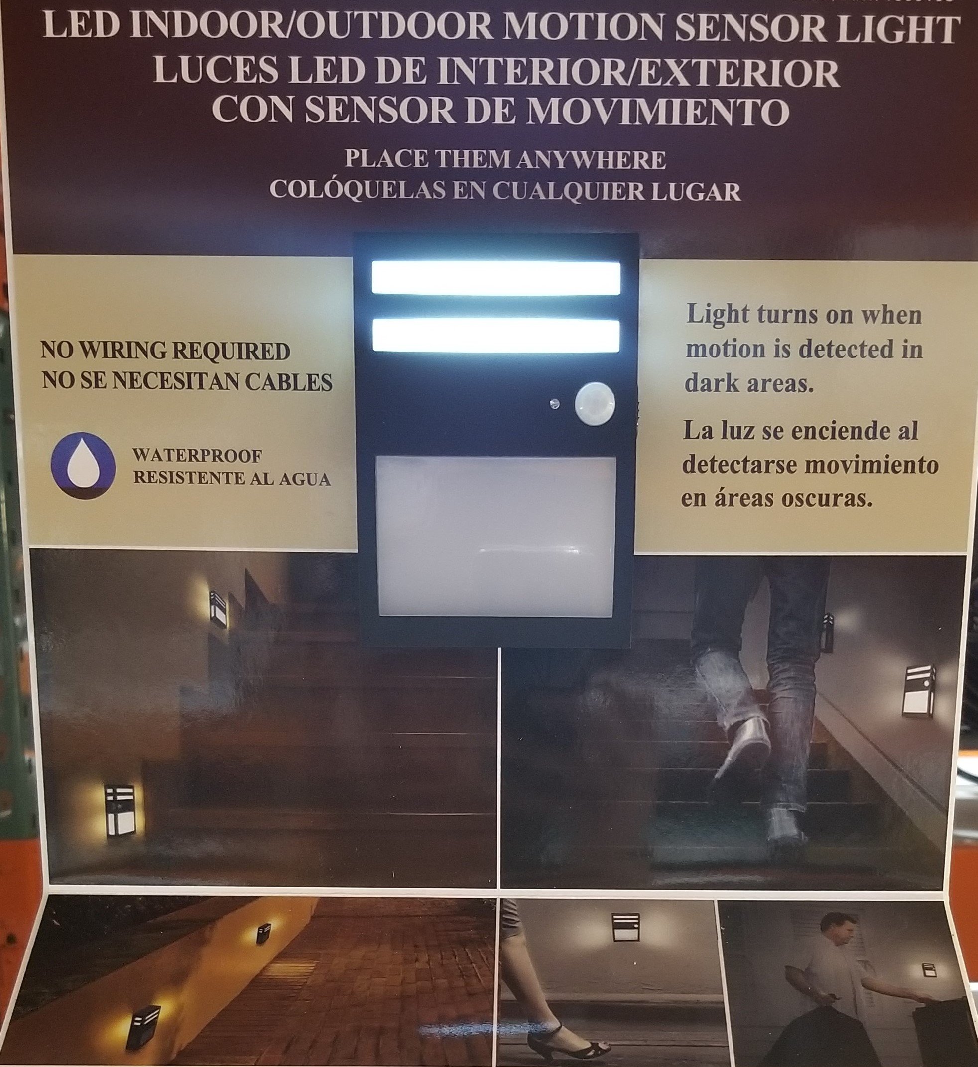 Motion Sensor LED Indoor/Outdoor Lights (Pack of 3) - Energy-Efficient Security Lighting for Pathways, Garage & Backyard
