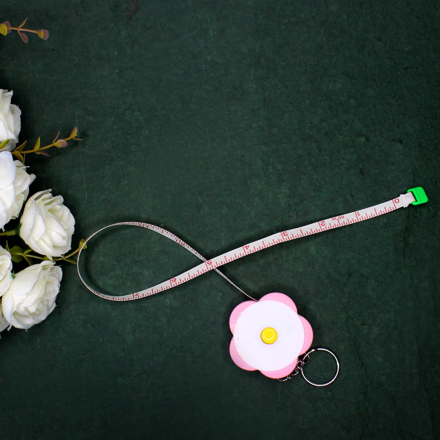 Baal Flower Shaped Double-Sided Measuring Tape - Portable Body & Clothing Ruler with Button (1-Piece Set) - Perfect for Tailoring, Sewing & DIY Crafts