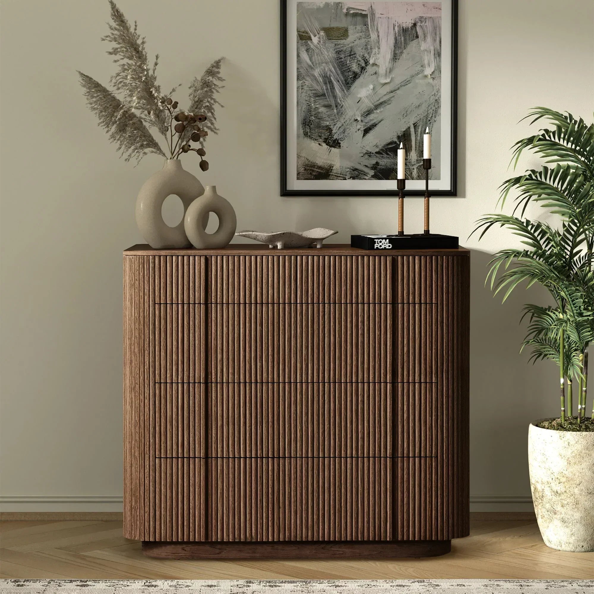 Mulholland Modern 5-Drawer Dresser - Stylish Wooden Cabinet for Bedroom Storage & Organization - Perfect for Home, Office, or Dorm Room Decor