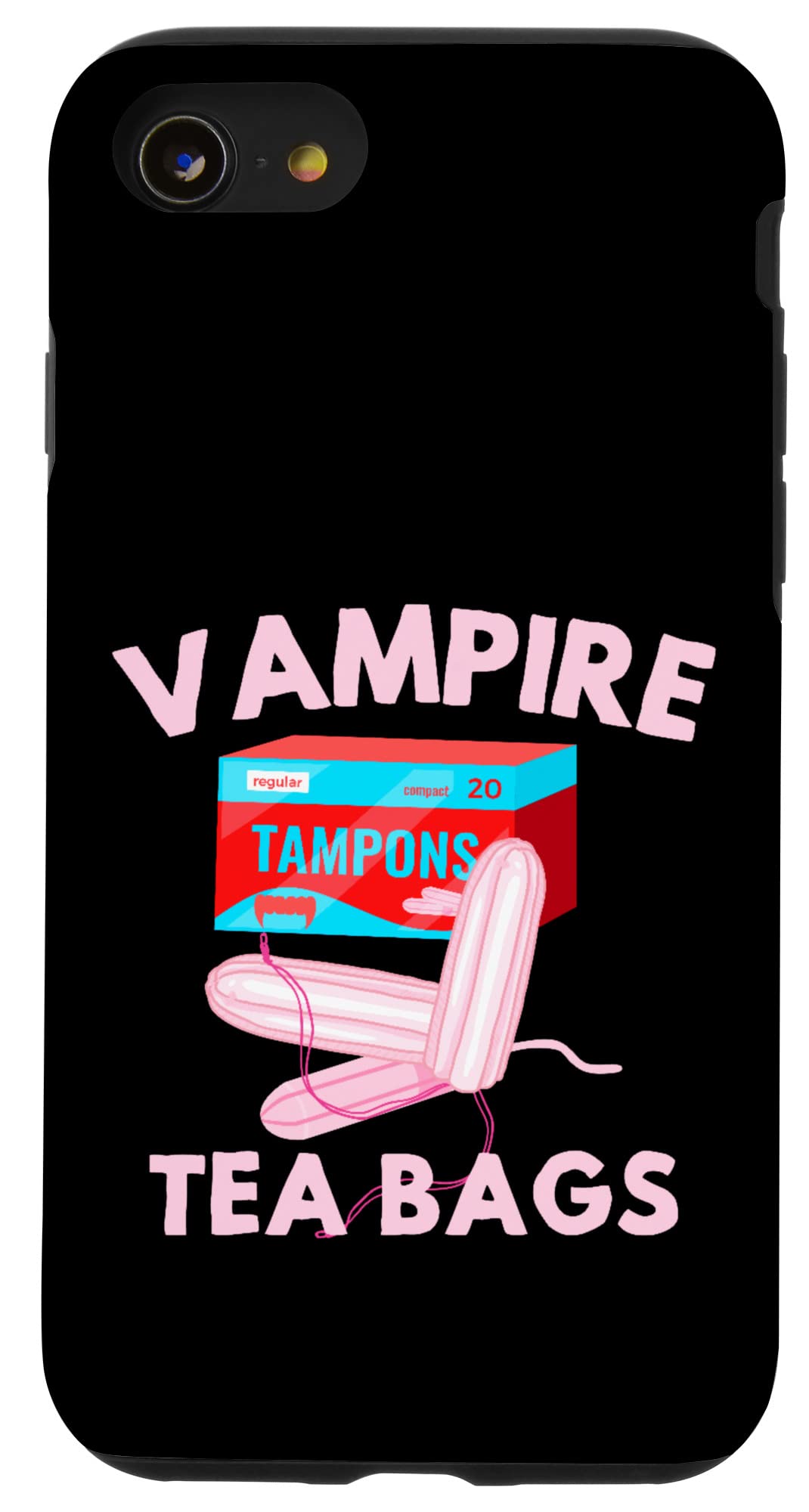 Funny iPhone SE (2020)/7/8 Case - Vampire Tea Bags Tampon Horror Humor Design for Men & Women - Perfect for Halloween, Cosplay & Prank Gifts