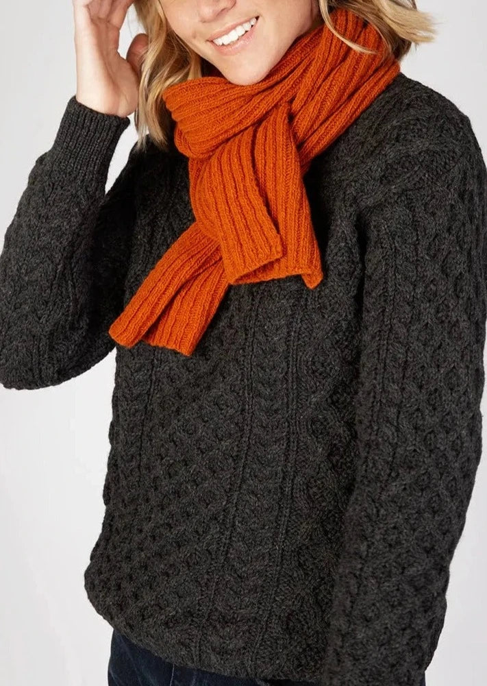 Ireland's Eye Luxe Ribbed Scarf - Soft Winter Knit Wrap for Women in Terracotta | Cozy Fashion Accessory for Cold Weather, Office & Travel