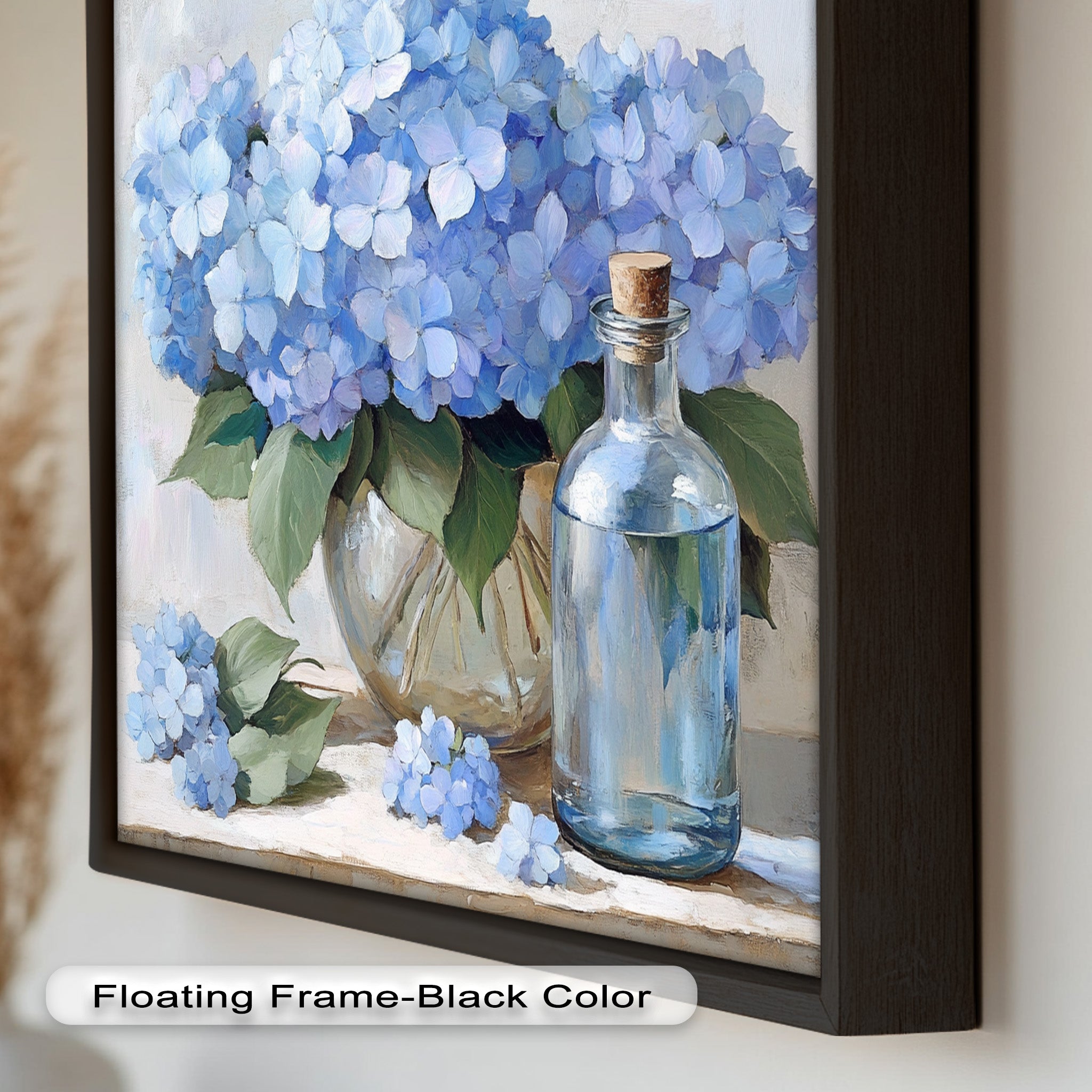 Blue Floral Still Life Oil Painting - Modern Wall Art for Living Room, Bedroom & Office Decor