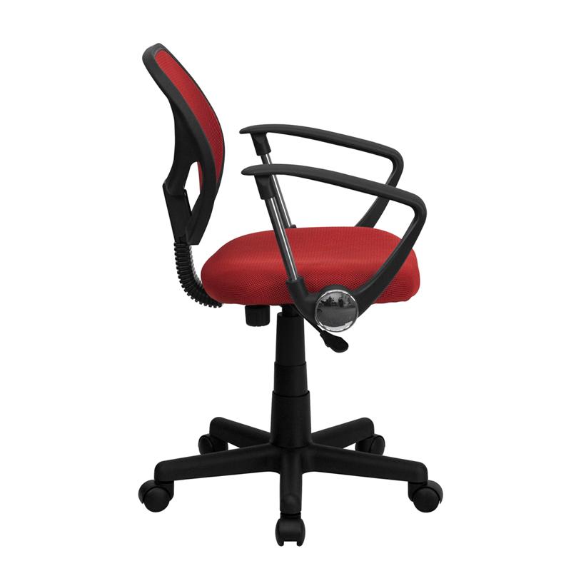 FLASH Neri Kids Low Back Black Mesh Swivel Task Office Chair with Curved Square Back and Arms - Ergonomic Study Chair for Children, Perfect for Homework, Online Classes & Gaming Desks