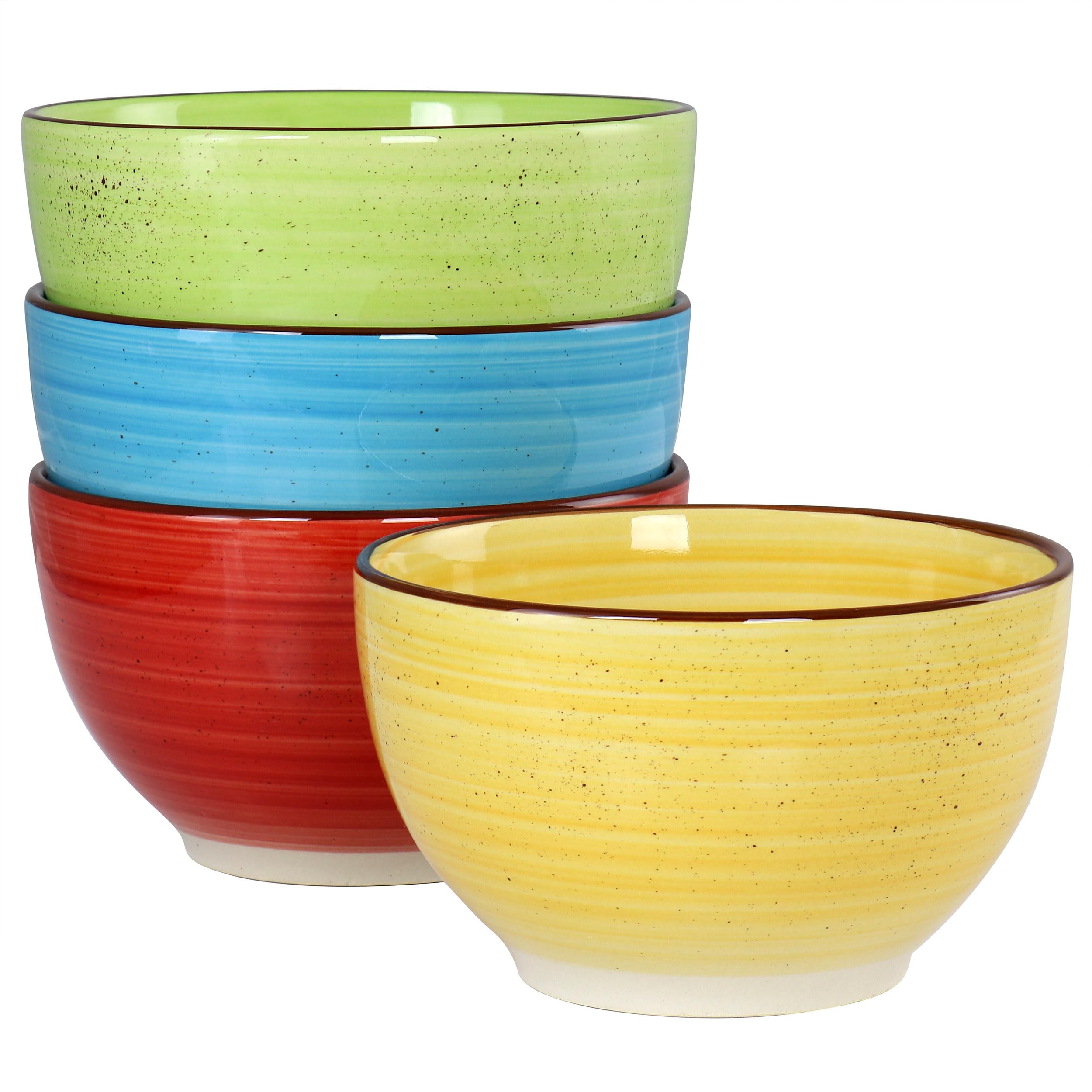 Elama 12-Piece Stoneware Dinnerware Set - Double Bowl Plates, Bowls & Mugs - Durable Mason Style for Everyday Dining, Family Meals & Entertaining
