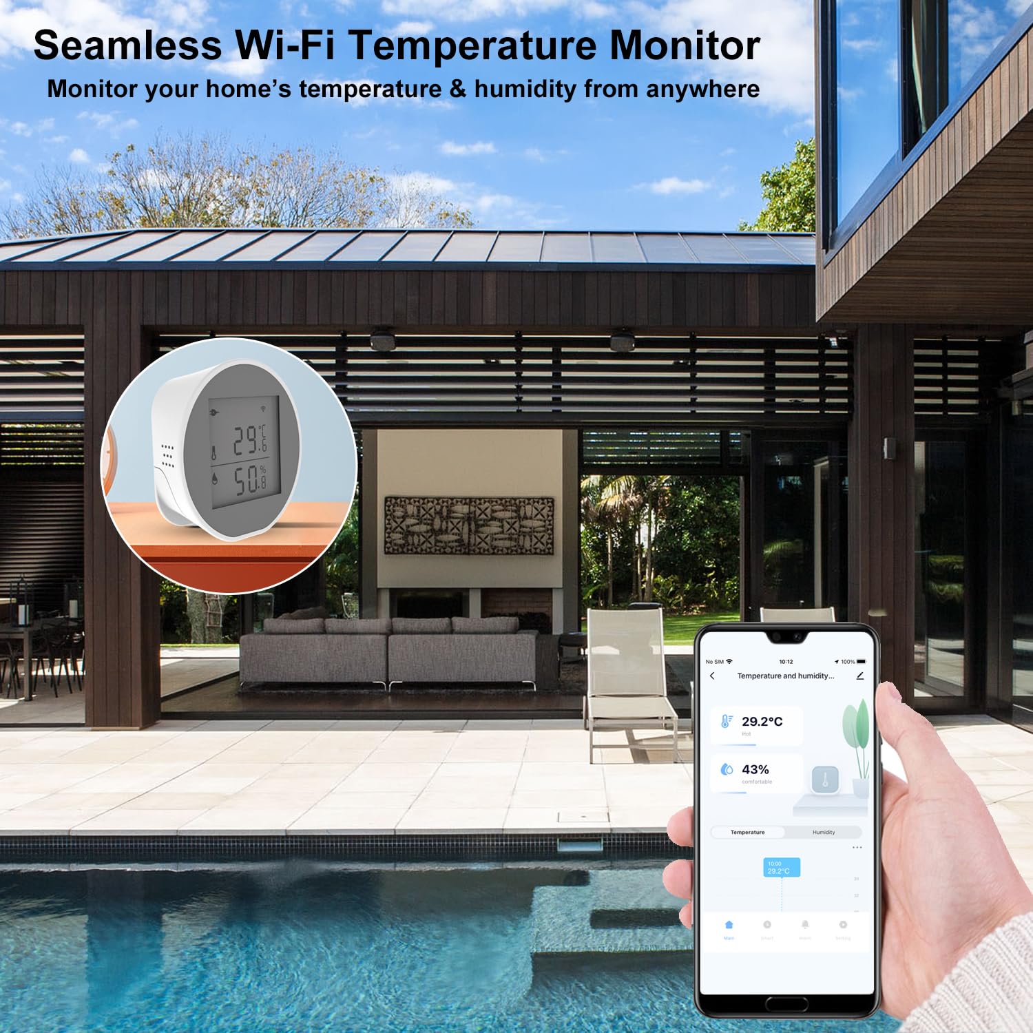 Smart WiFi Thermometer Hygrometer - Indoor Temperature & Humidity Monitor with E-Ink Display, Tuya App Alerts, Remote Sensor for Home, Greenhouse, Wine Cellar, Garage | Perfect for Baby Rooms, Pet Habitats & Plant Care