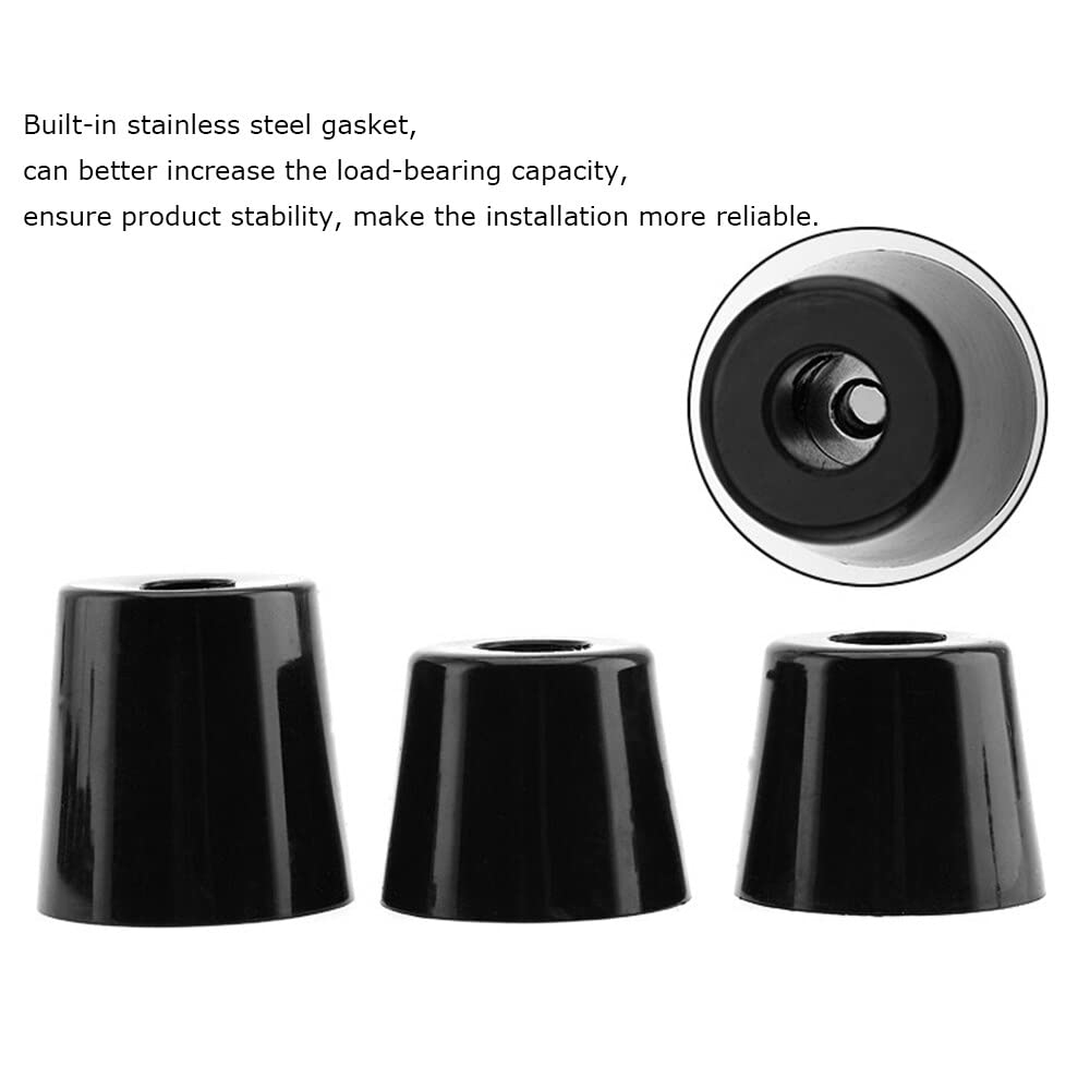 4-Piece Black Rubber Furniture Leg Pads with Stainless Steel Washers - Non-Slip Chair, Table & Cabinet Floor Protectors for Hardwood & Tile Floors | Home & Office Use