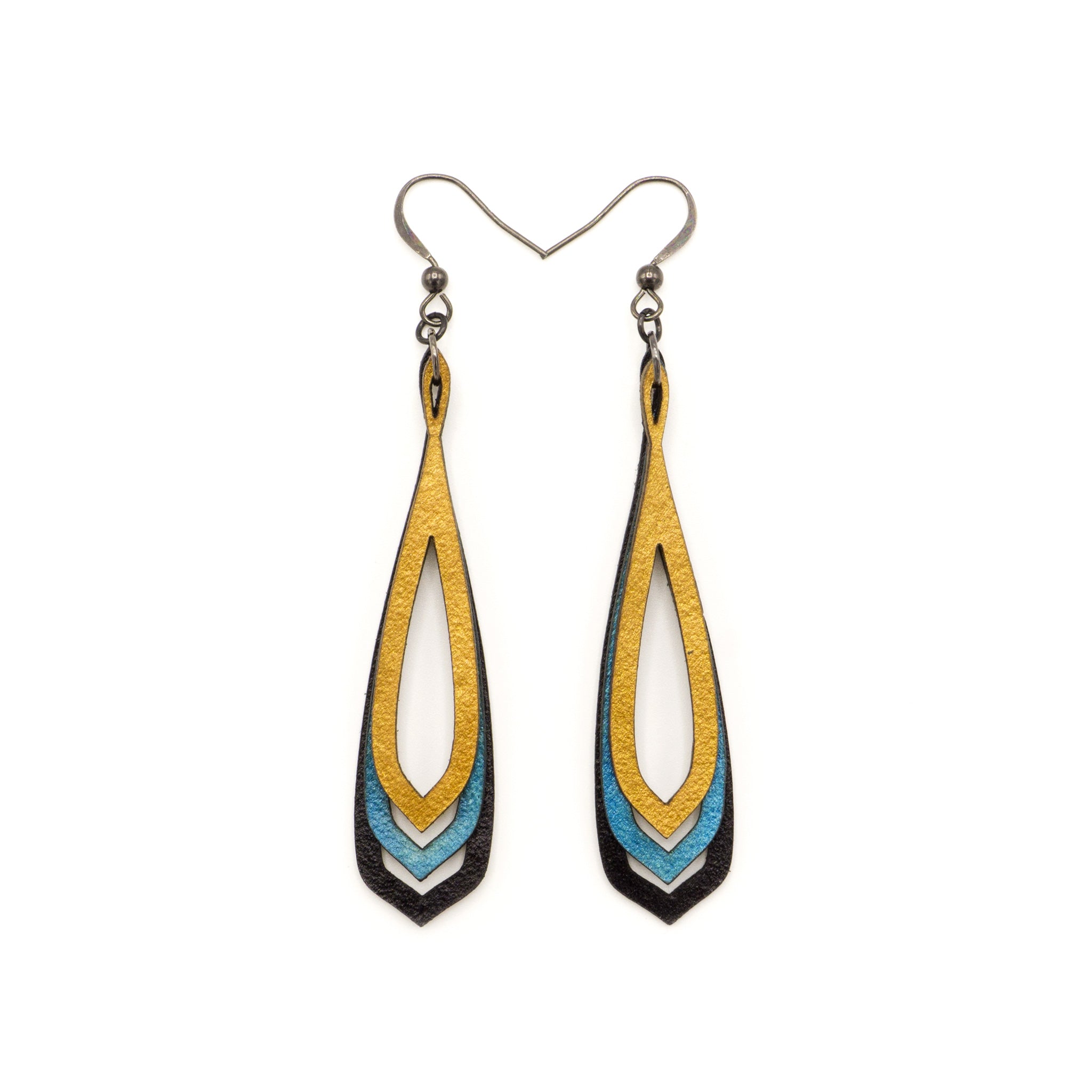 Saturā Leather Earrings for Women - 11 Pairs Set in Black, Turquoise Pearl & Gold | Boho Chic Dangle Earrings for Casual Wear, Parties & Gifts