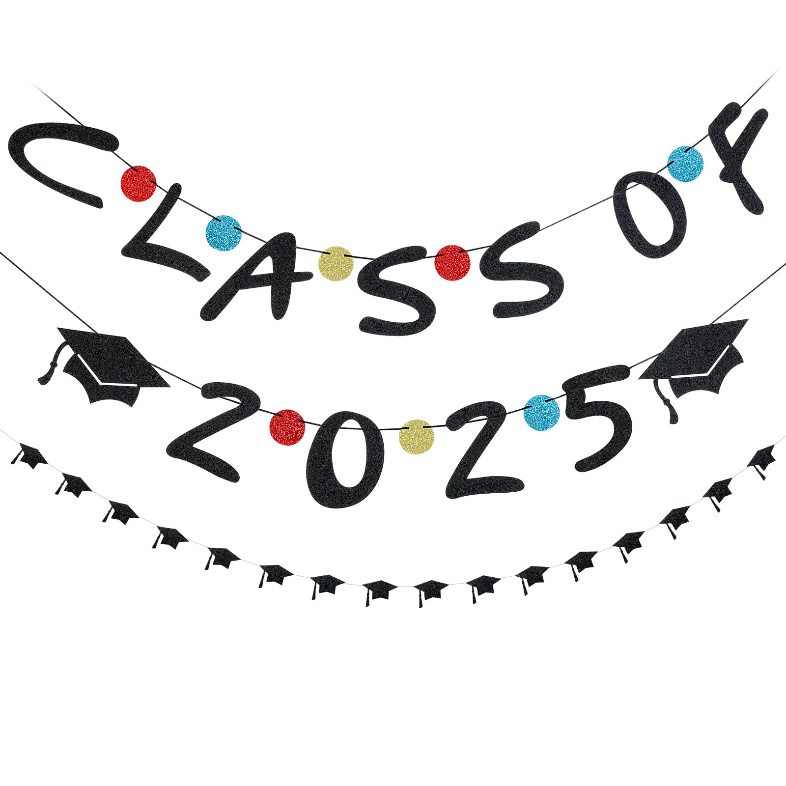 Class of 2025 Graduation Banner - Black Commencement Decor for High School & College Graduation Party Decorations - Perfect for Wall Decor, Photo Backdrops & Graduation Celebrations