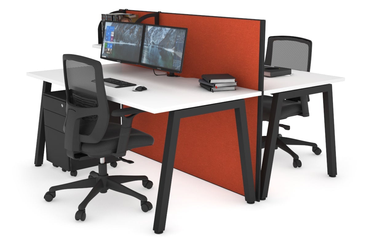 Horizon Quadro 2-Person Office Workstation Bench with A-Legs - 1200L x 800W Dimensions, Cable Management Scallop - Perfect for Shared Workspaces & Collaborative Office Environments