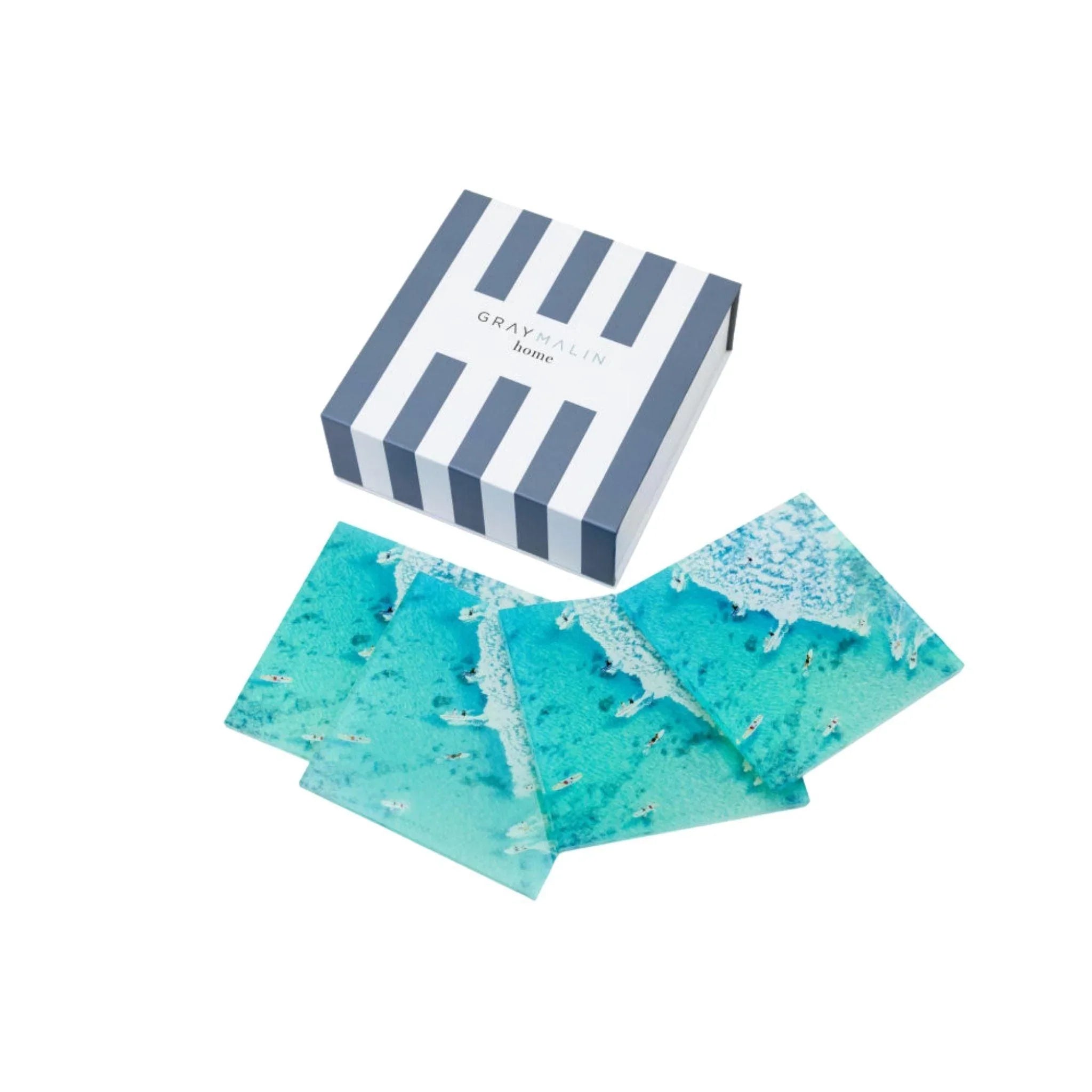 Premium Ocean-Themed Acrylic Coasters Set of 4 - Non-Slip Drink Coasters for Home, Office & Bar - Beautiful Beach Decor for Coffee Tables & Kitchen Countertops