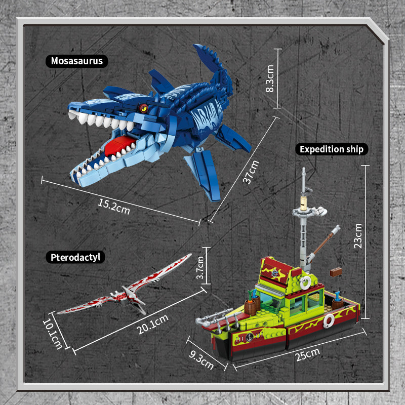 Forange Block FC3724 Escape from Mosasaurus Mouth 888pcs Building Blocks - Dinosaur Themed Creative Play for Kids & Collectors