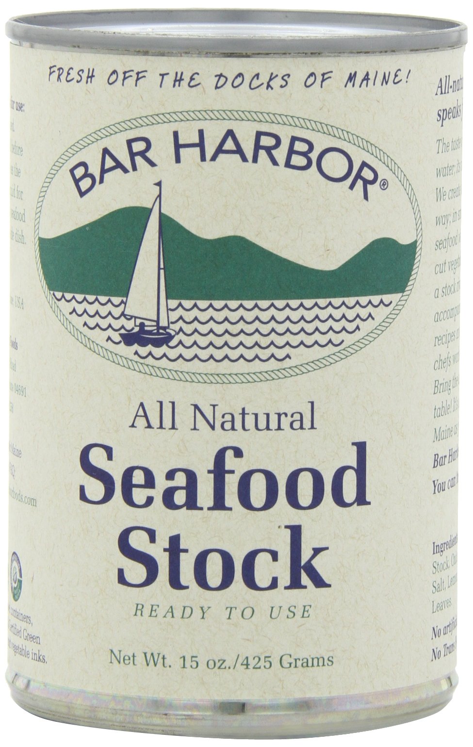 Premium Bar Harbor Seafood Stock - Gluten-Free, All-Natural Maine Seafood Essence for Soups, Stews & Chowders - 15oz Can (Pack of 6) - Perfect for Home Cooking & Gourmet Seafood Recipes