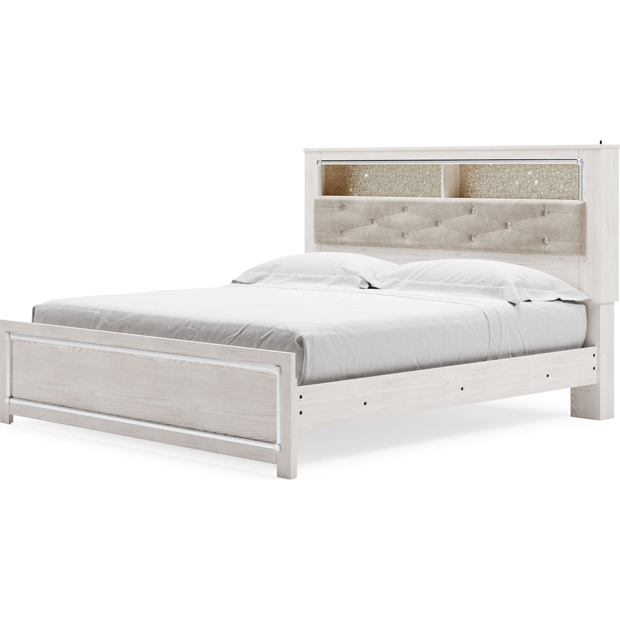 Altyra White Bookcase Bed with Storage - Modern Space-Saving Bed Frame for Small Apartments & Dorm Rooms