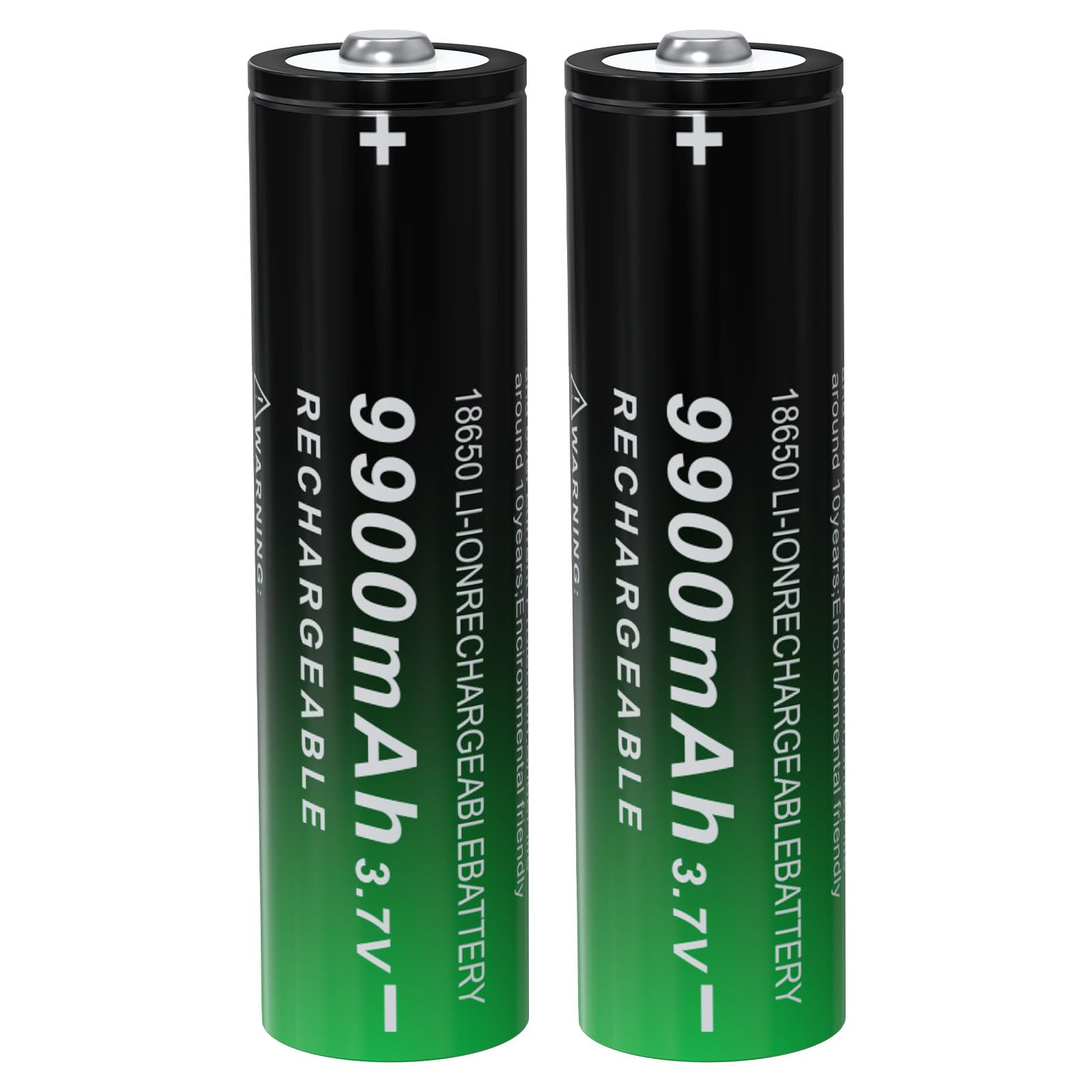 18650 Rechargeable Battery 9900mAh High Capacity Lithium-ion 3.7V Button Top - 2 Pack for Flashlights, Headlamps & Outdoor Gear - Perfect for Camping, Hiking & Emergency Kits