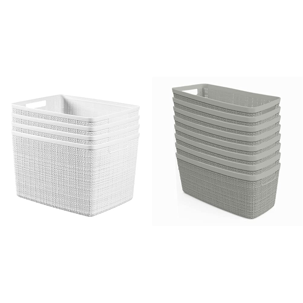 Curver 12-Piece Decorative Plastic Storage Basket Set - Organize Home, Office & Bathroom | Space-Saving Storage Solution for Shelves, Closets & Laundry Rooms
