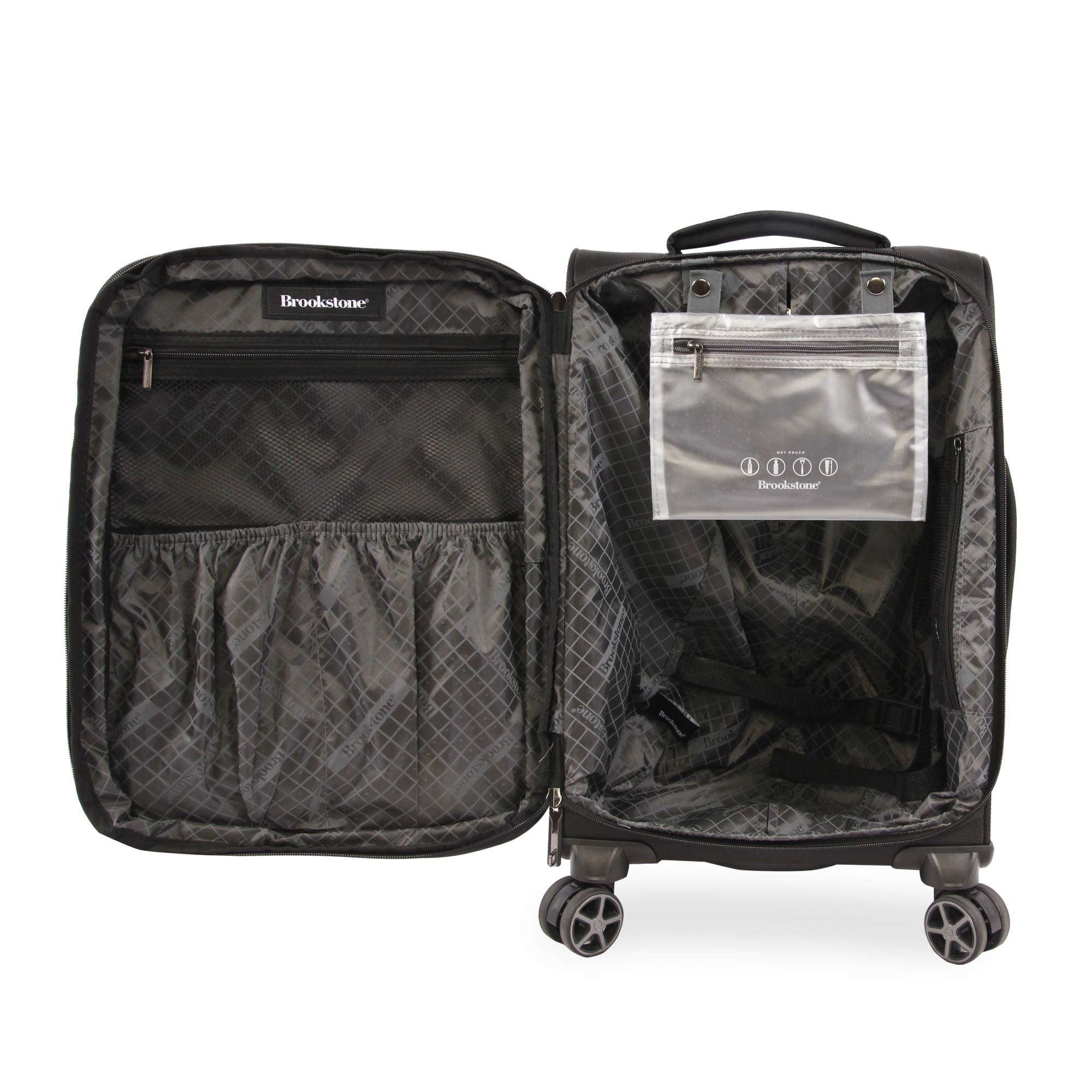 Harbor 2-Piece Softside Spinner Luggage Set - Lightweight Expandable Suitcase with 360° Wheels for Travel, Black | Perfect for Business Trips & Family Vacations