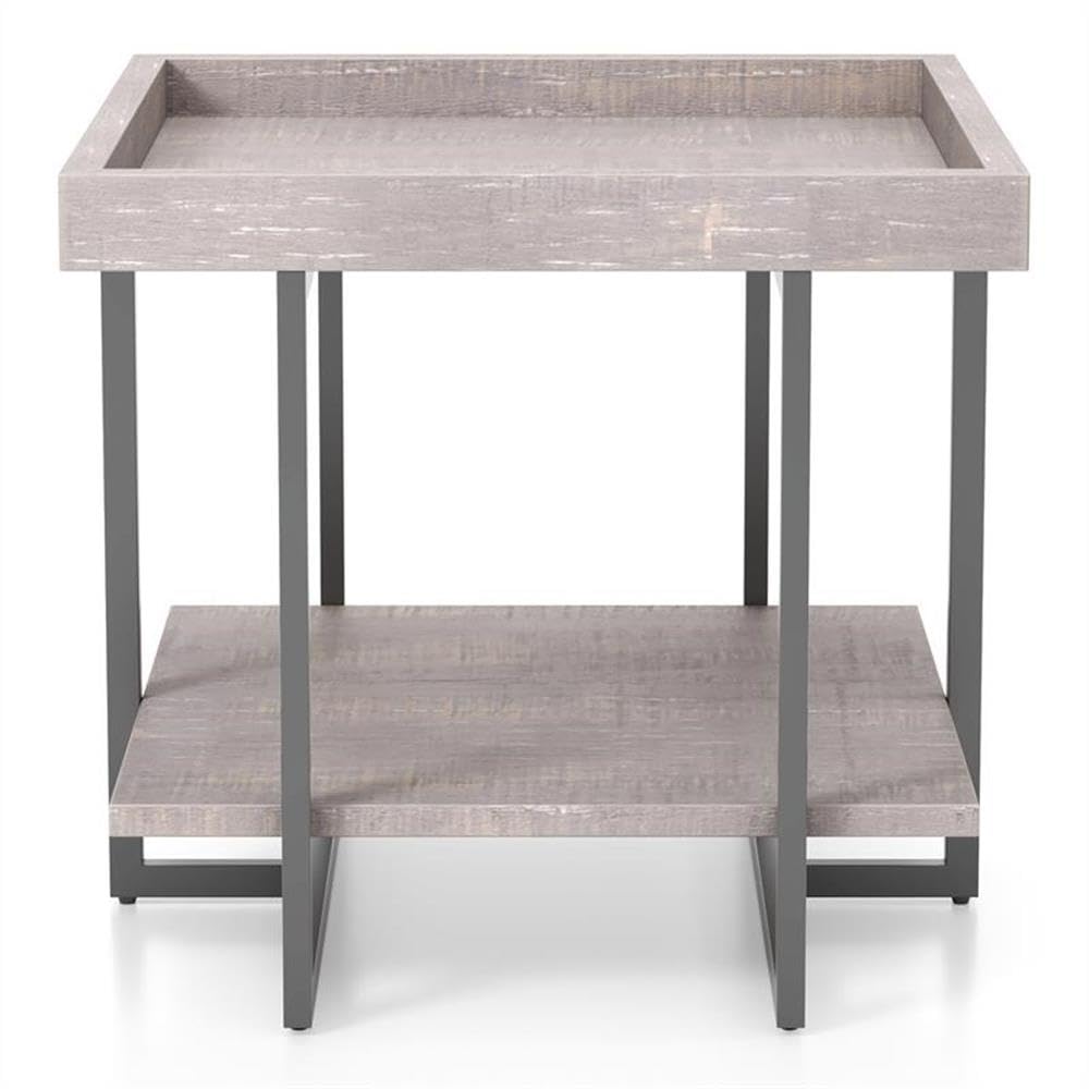 Home Square Humere Wood 1-Shelf End Table in Antique Gray - Set of 2, Side Table for Living Room, Bedroom, or Office - Rustic Nightstand with Storage Shelf